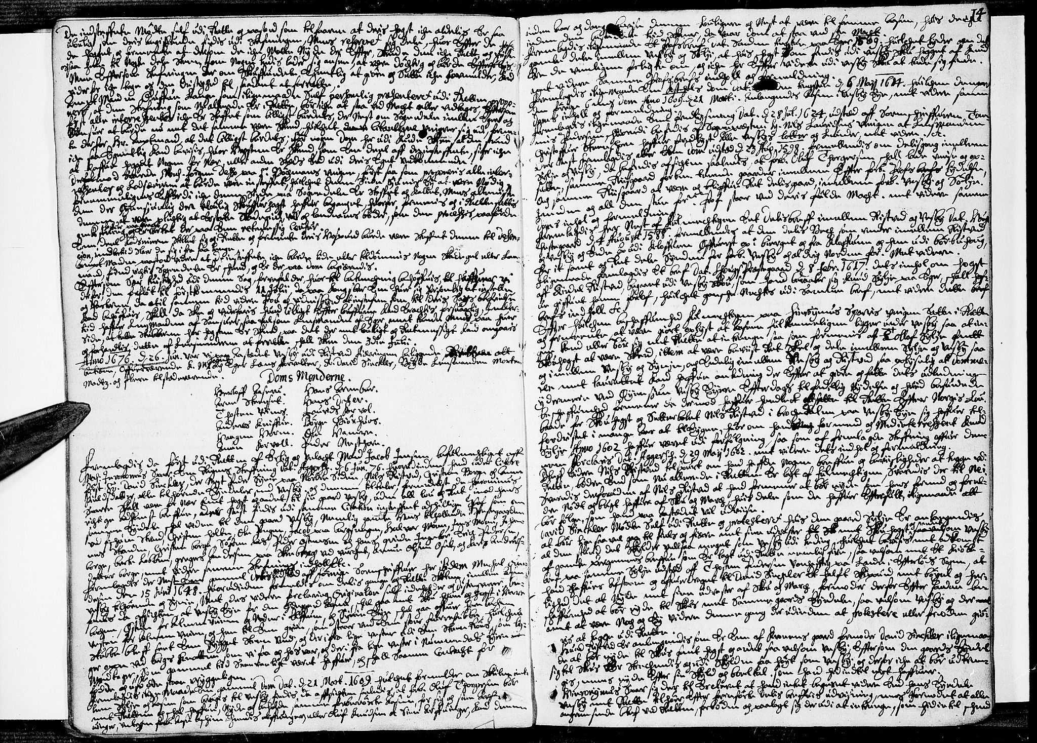 Eiker, Modum og Sigdal sorenskriveri, SAKO/A-123/F/Fa/Faa/L0013: Tingbok, 1676, p. 13b-14a