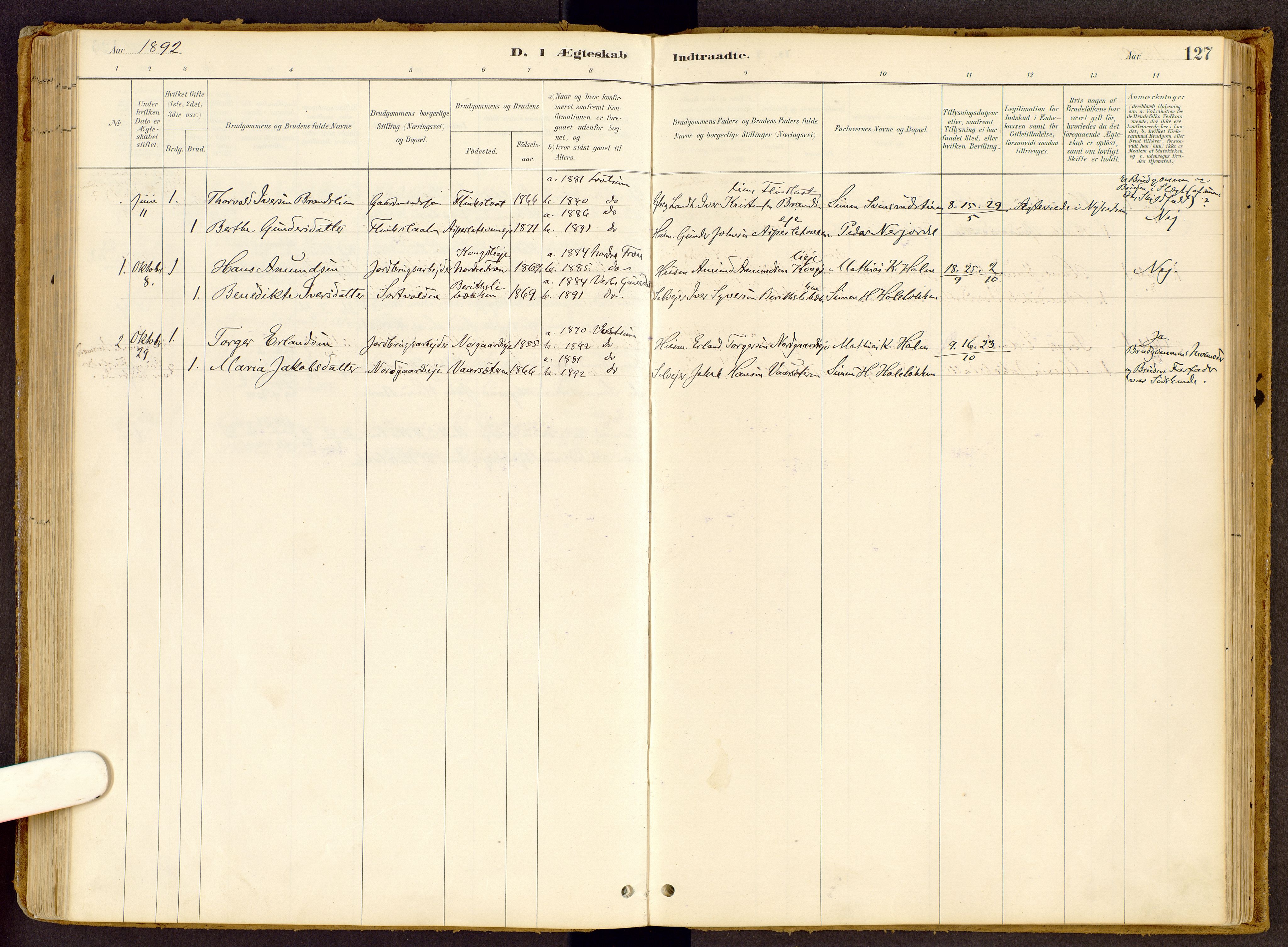 Vestre Gausdal prestekontor, SAH/PREST-094/H/Ha/Haa/L0002: Parish register (official) no. 2, 1887-1918, p. 127