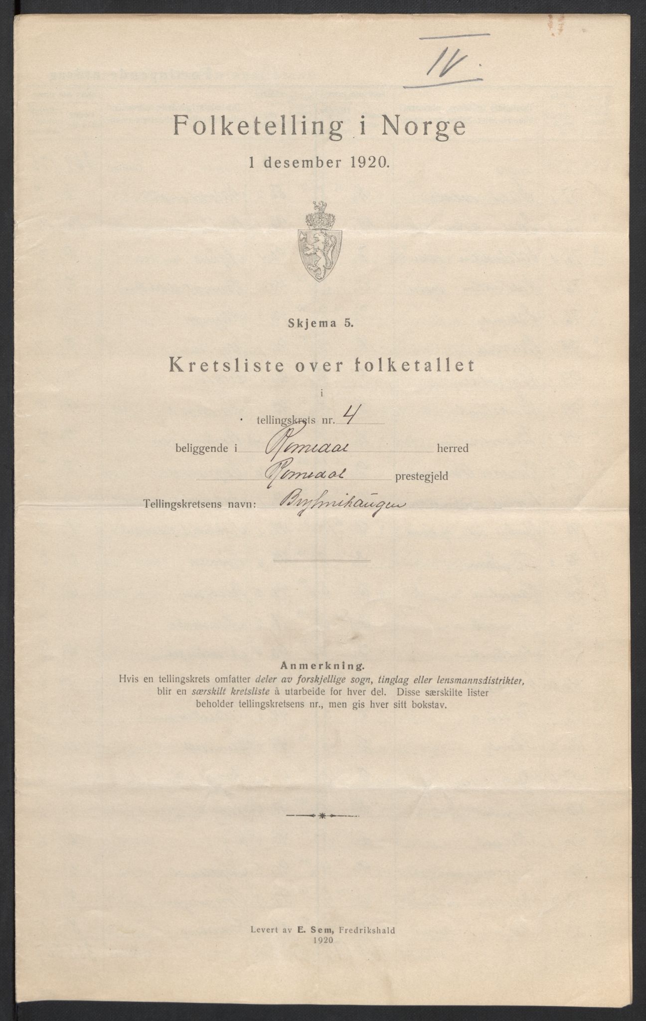 SAH, 1920 census for Romedal, 1920, p. 22