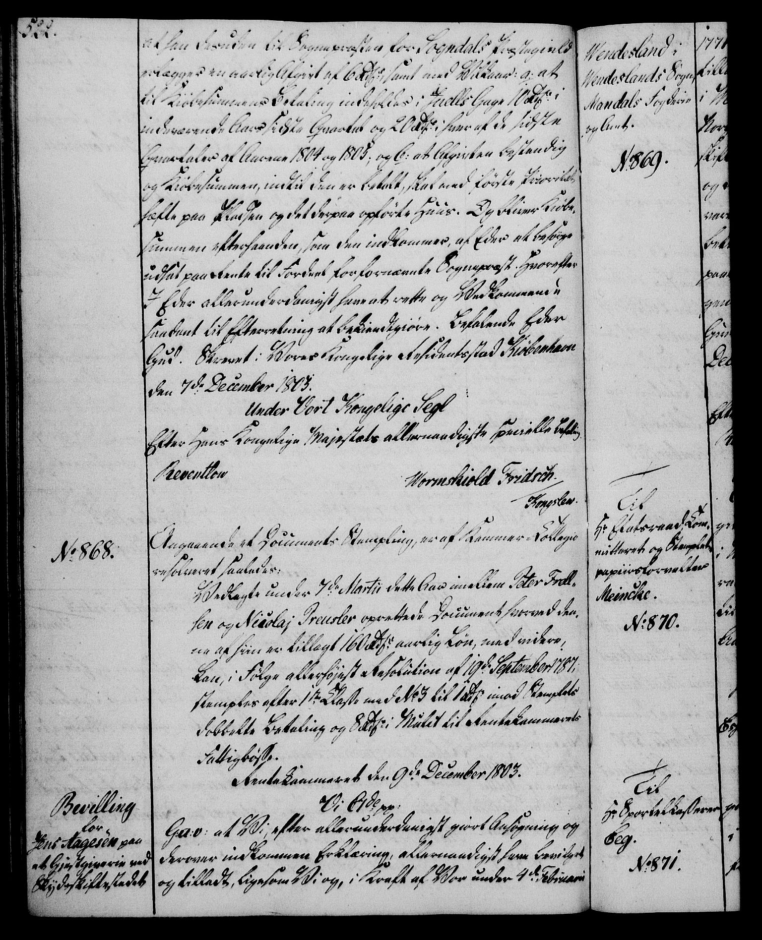 Rentekammeret, Kammerkanselliet, AV/RA-EA-3111/G/Gg/Gga/L0017: Norsk ekspedisjonsprotokoll med register (merket RK 53.17), 1801-1803, p. 522