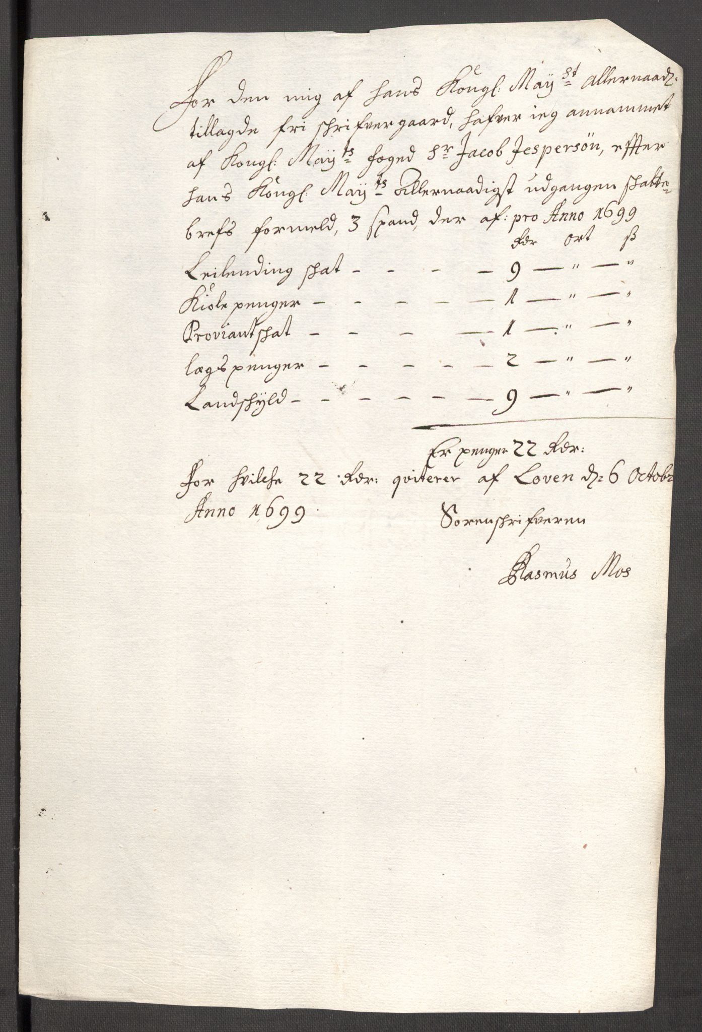 Rentekammeret inntil 1814, Reviderte regnskaper, Fogderegnskap, RA/EA-4092/R64/L4426: Fogderegnskap Namdal, 1699-1700, p. 160