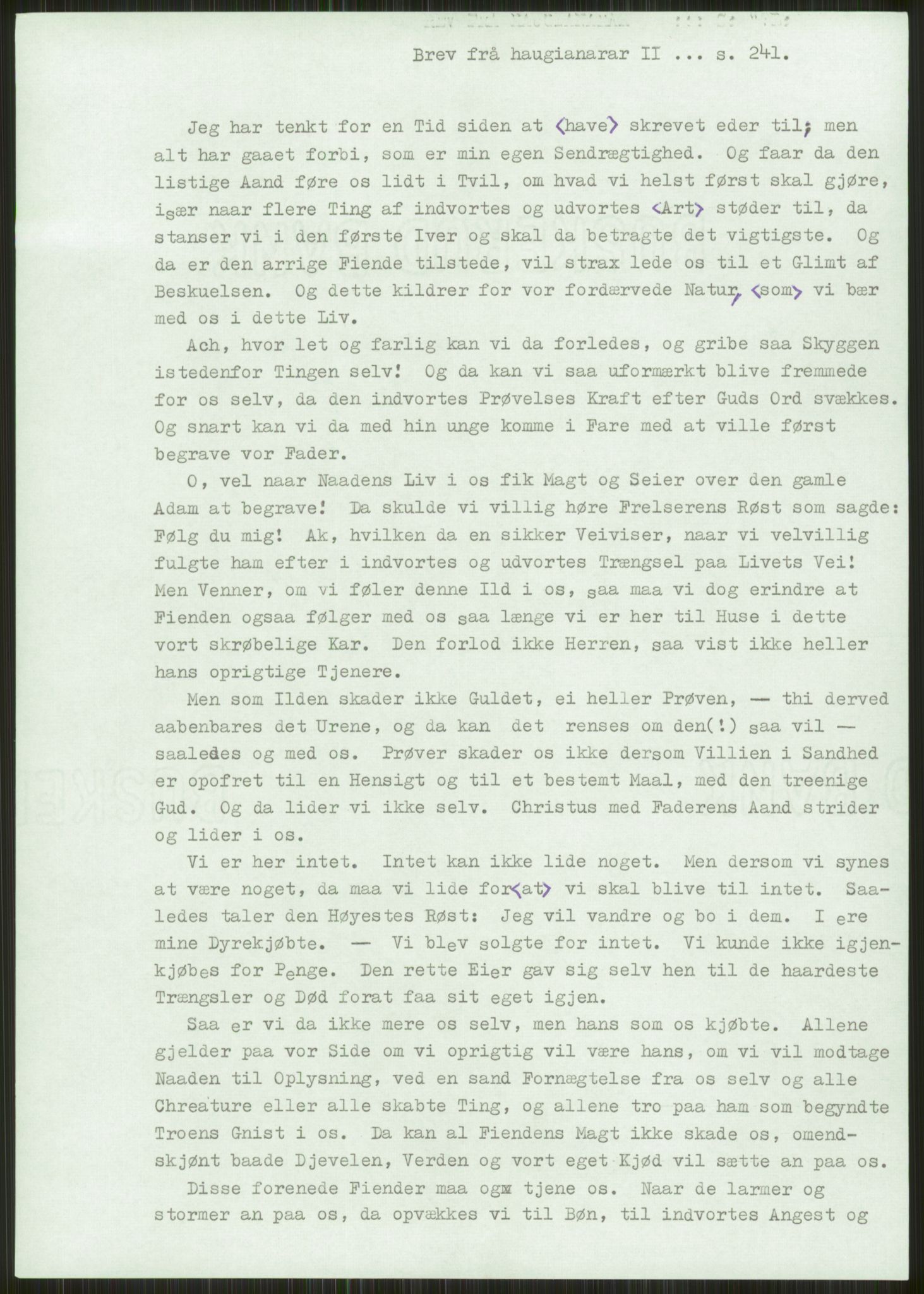 Samlinger til kildeutgivelse, Haugianerbrev, AV/RA-EA-6834/F/L0002: Haugianerbrev II: 1805-1821, 1805-1821, p. 241