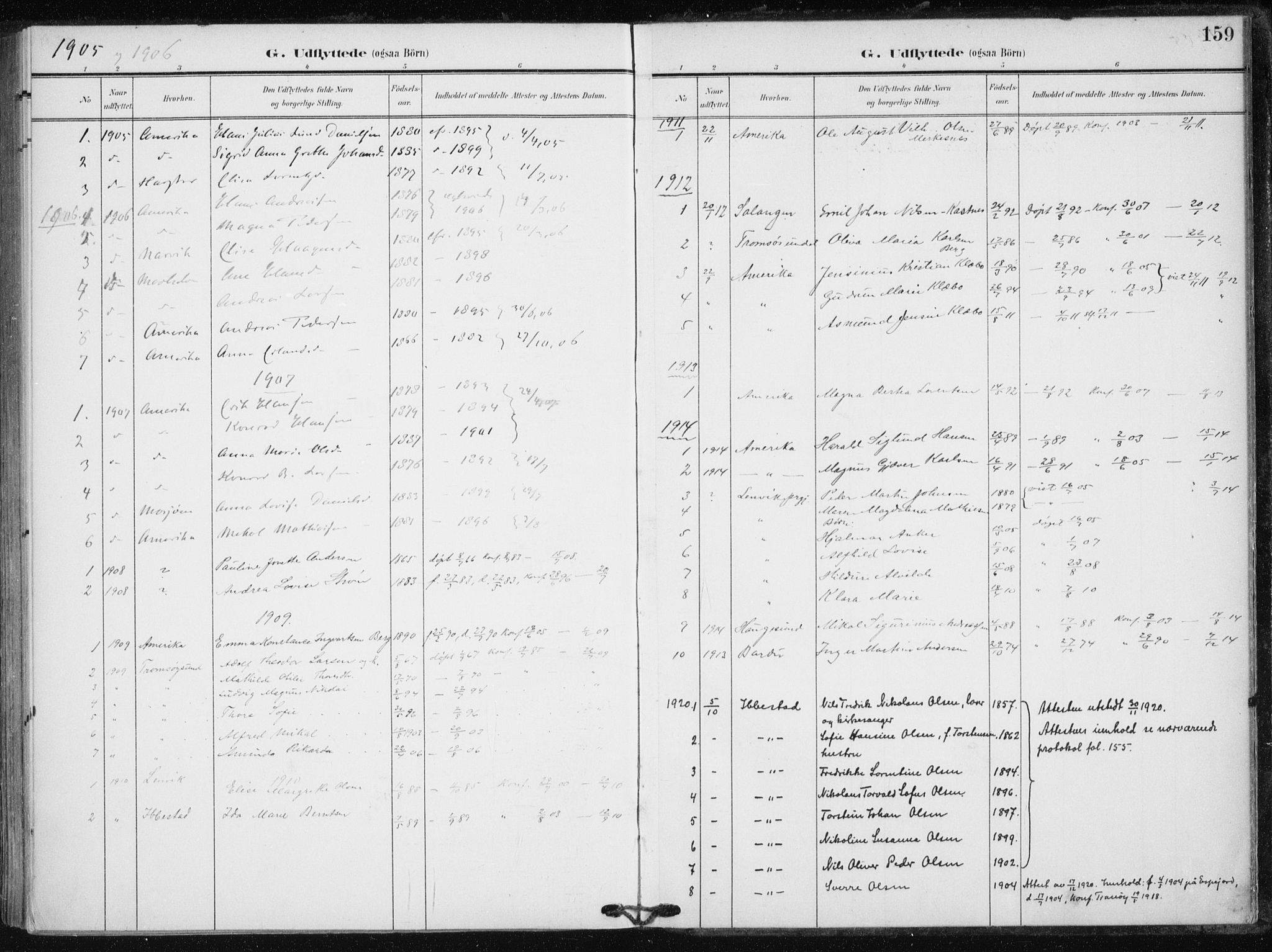 Tranøy sokneprestkontor, SATØ/S-1313/I/Ia/Iaa/L0013kirke: Parish register (official) no. 13, 1905-1922, p. 159