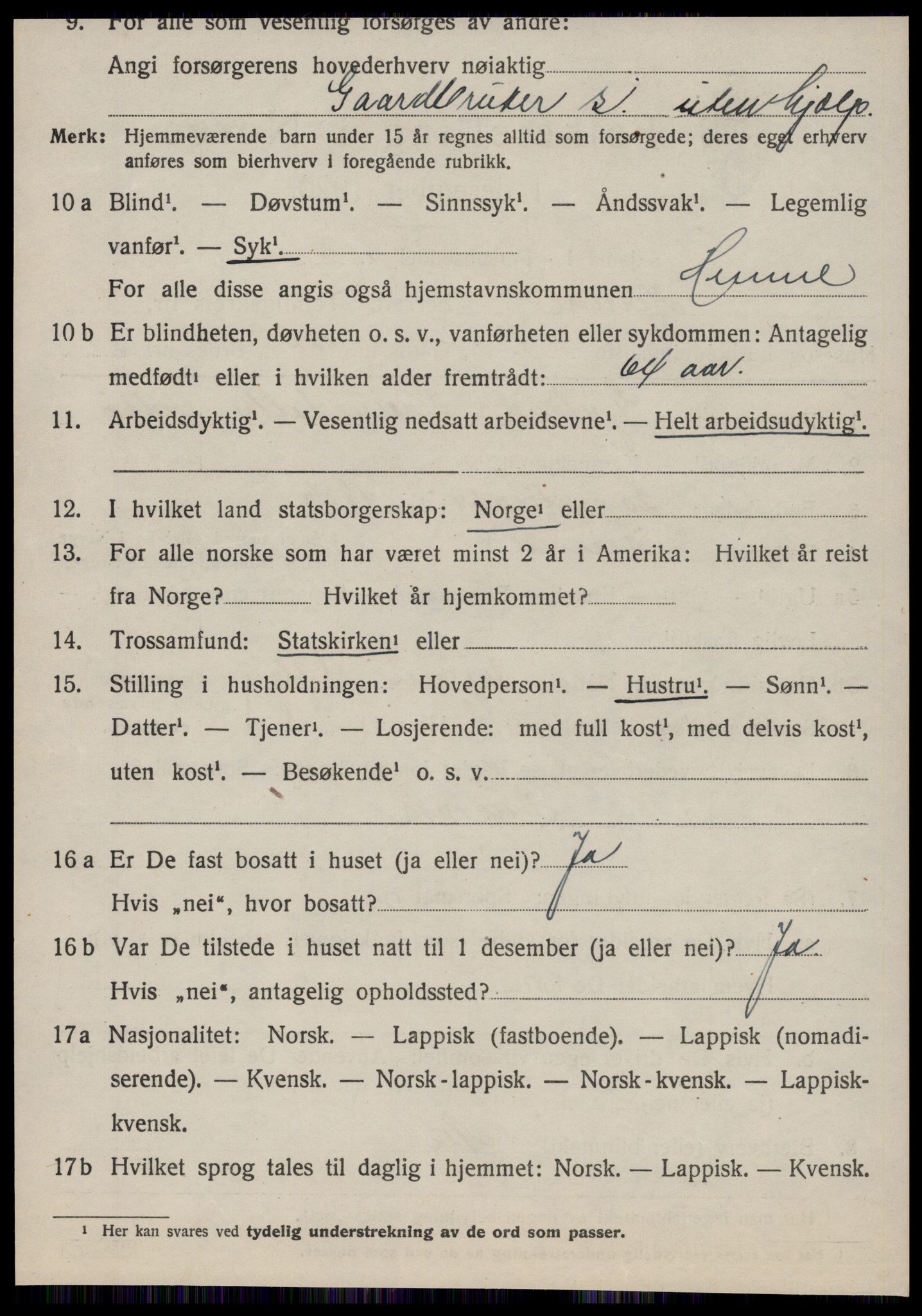 SAT, 1920 census for Hemne, 1920, p. 5405