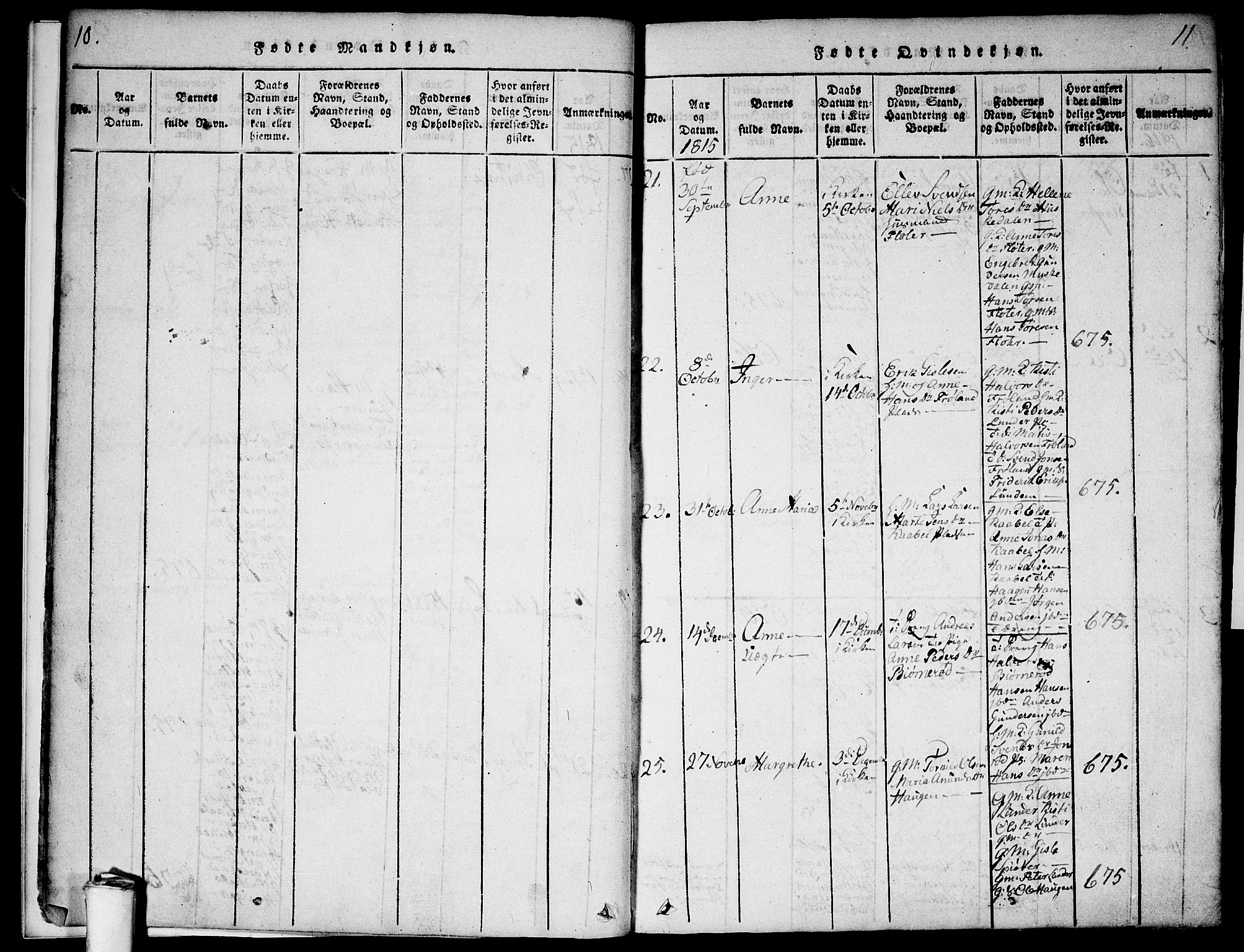 Våler prestekontor Kirkebøker, AV/SAO-A-11083/F/Fa/L0005: Parish register (official) no. I 5, 1815-1839, p. 10-11