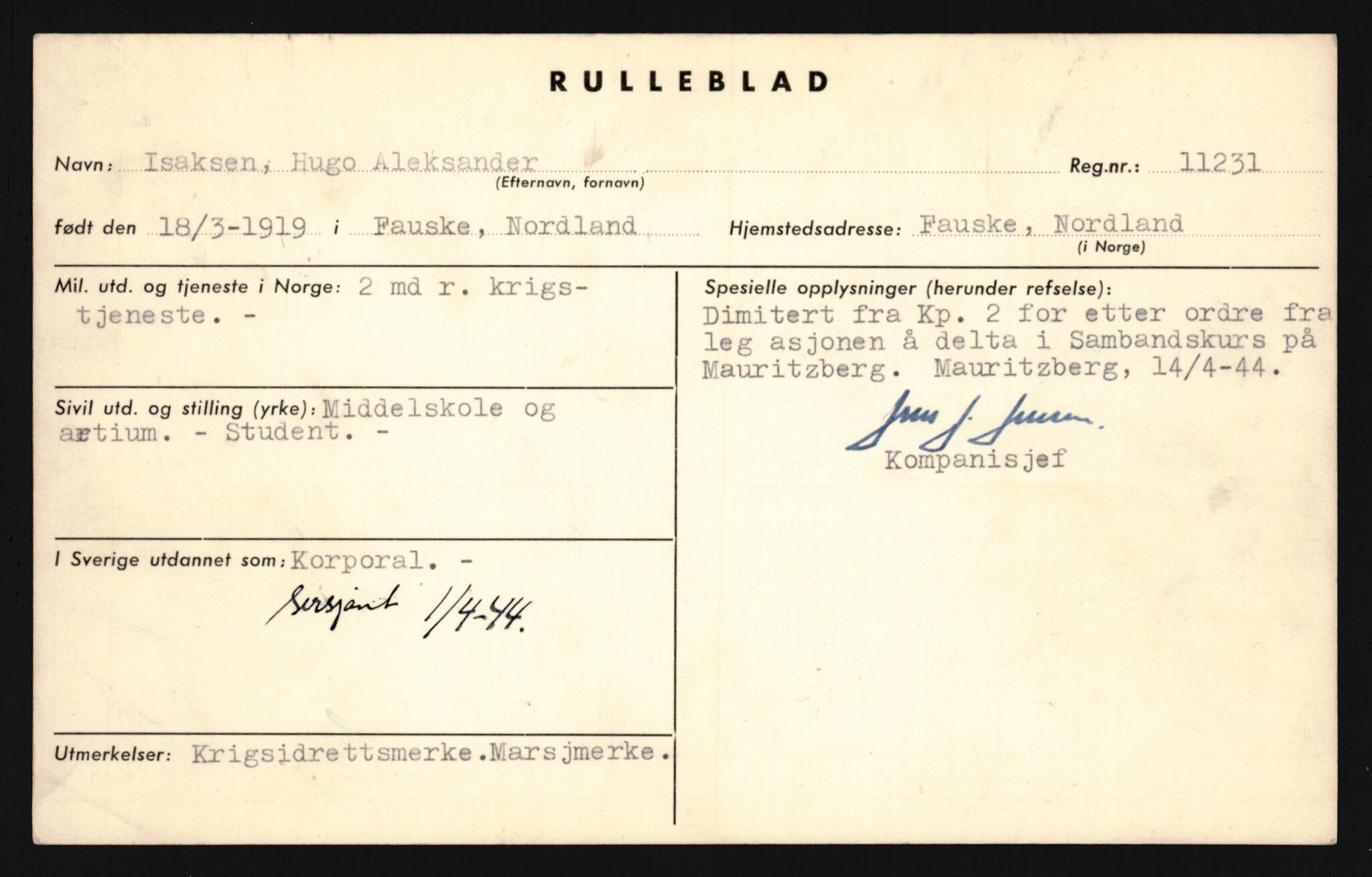 Forsvaret, Sør-Hålogaland landforsvar, AV/RA-RAFA-2552/P/Pa/L0303: Personellmapper for slettet personell, yrkesbefal og vernepliktig befal, født 1917-1920, 1936-1980, p. 497