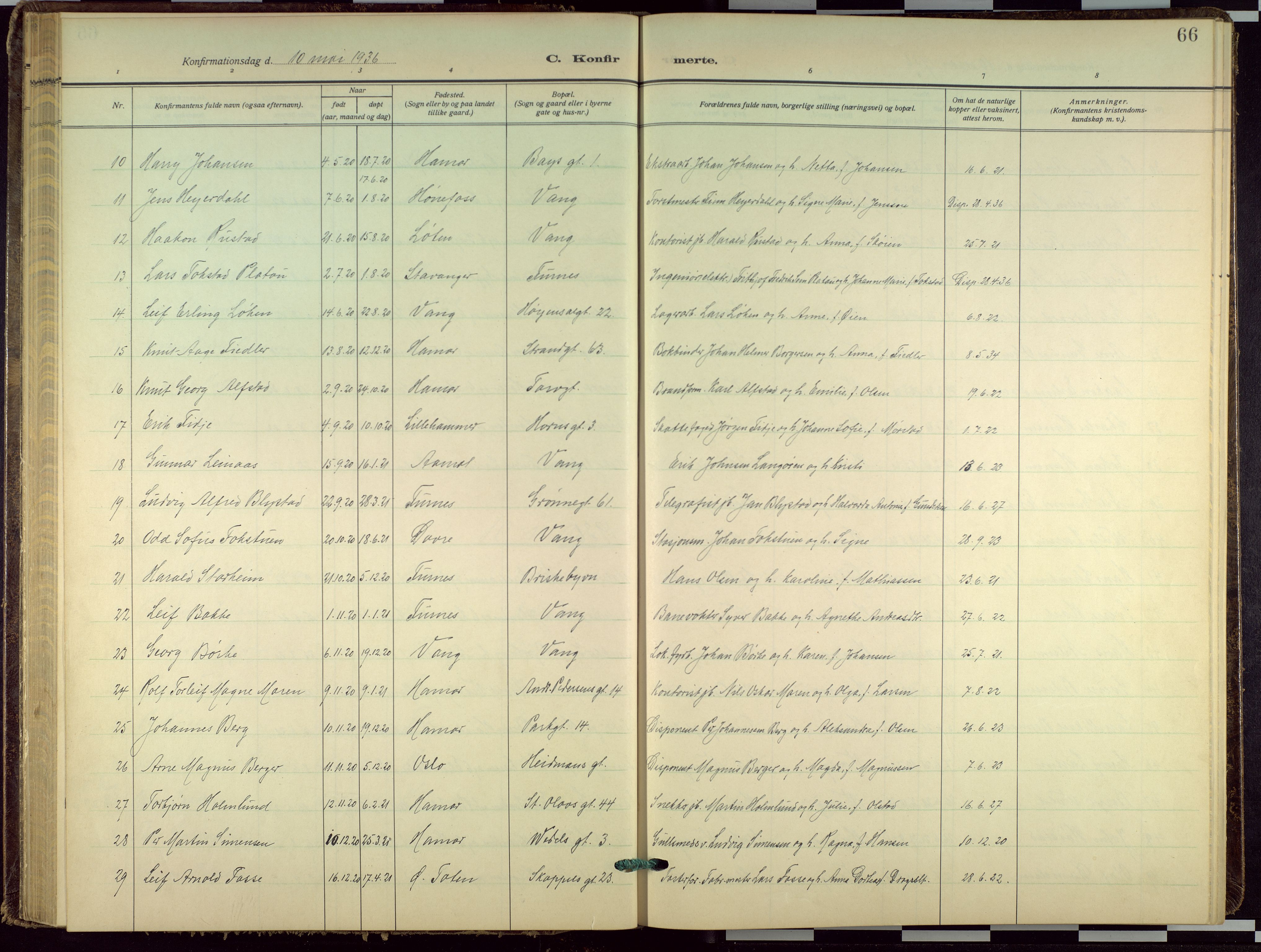 Hamar prestekontor, AV/SAH-DOMPH-002/H/Ha/Haa/L0005: Parish register (official) no. 5, 1929-1958, p. 66