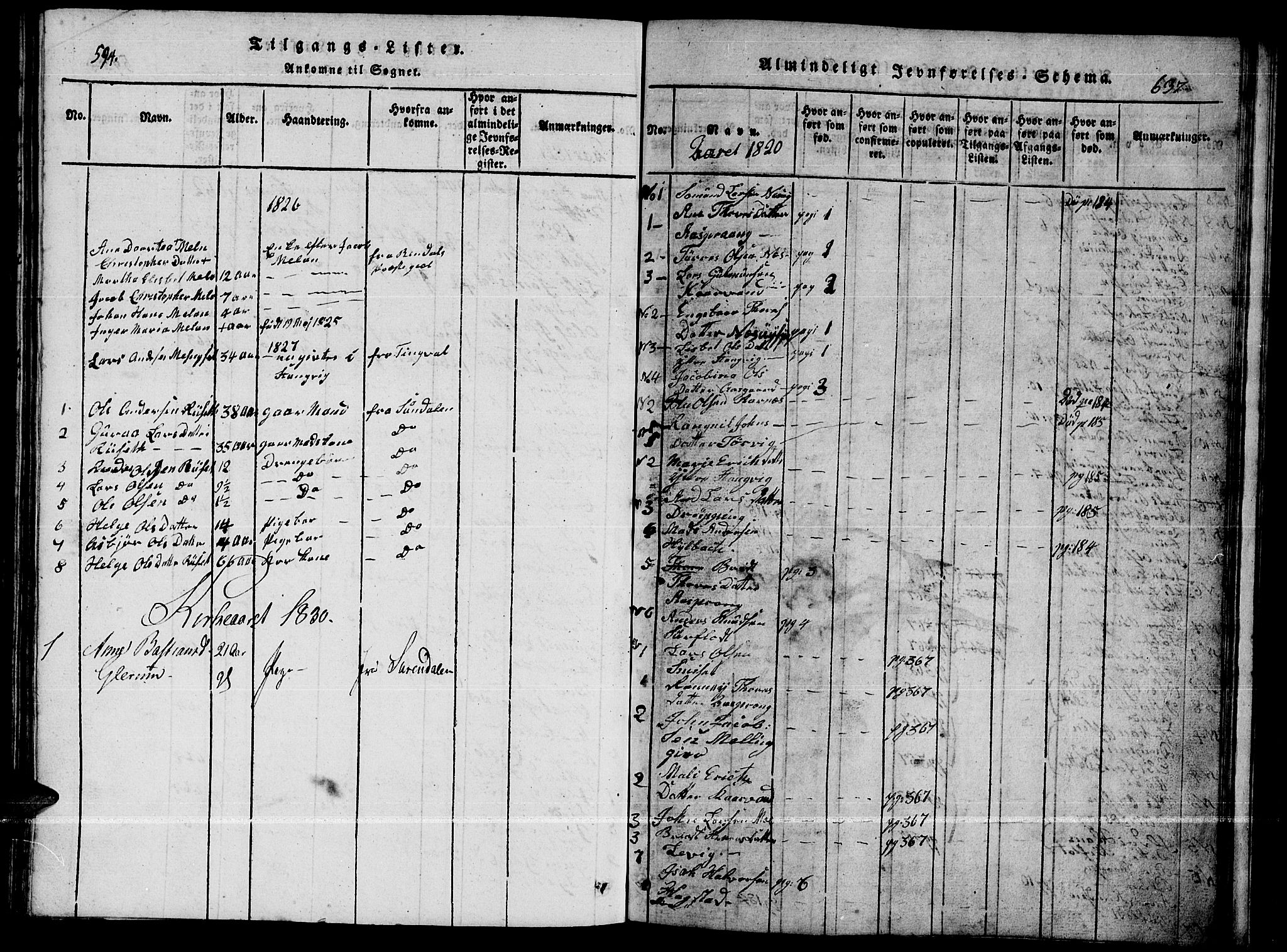 Ministerialprotokoller, klokkerbøker og fødselsregistre - Møre og Romsdal, SAT/A-1454/592/L1031: Parish register (copy) no. 592C01, 1820-1833, p. 594-595