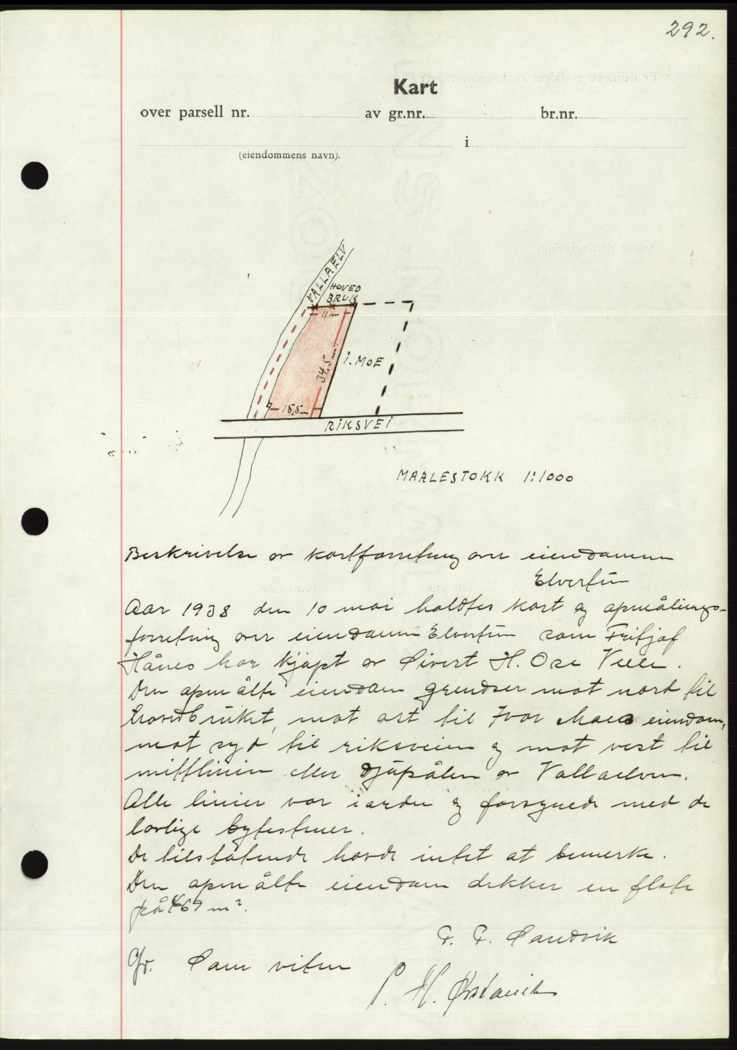 Søre Sunnmøre sorenskriveri, AV/SAT-A-4122/1/2/2C/L0065: Mortgage book no. 59, 1938-1938, Diary no: : 734/1938