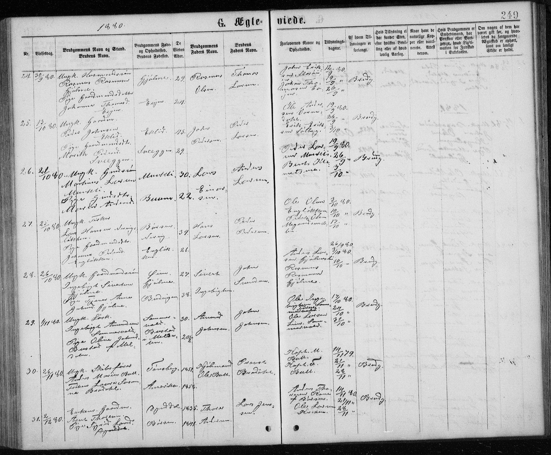 Ministerialprotokoller, klokkerbøker og fødselsregistre - Sør-Trøndelag, AV/SAT-A-1456/668/L0817: Parish register (copy) no. 668C06, 1873-1884, p. 249