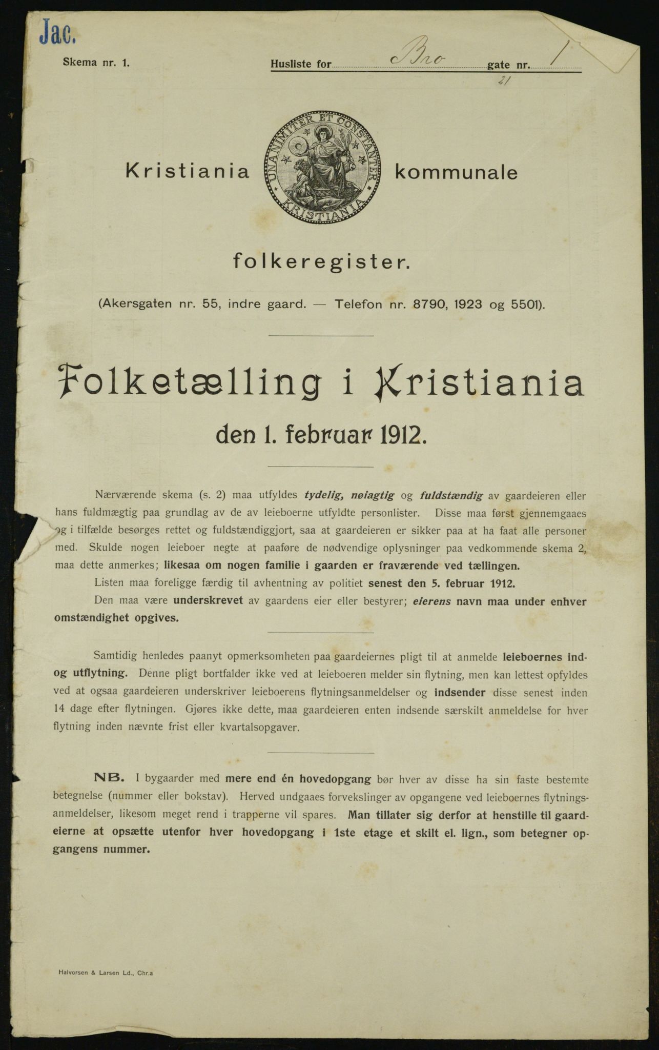 OBA, Municipal Census 1912 for Kristiania, 1912, p. 9541