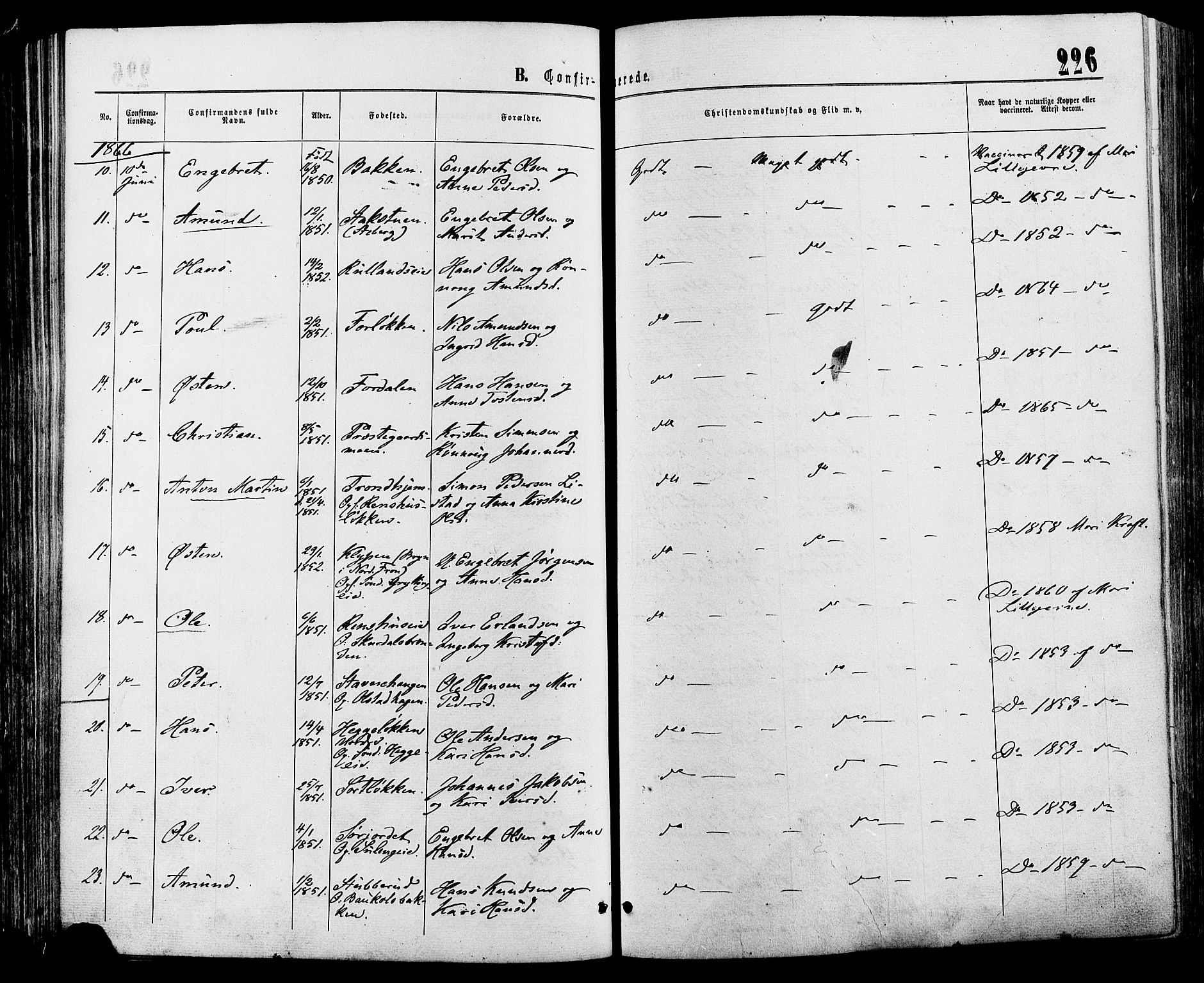 Sør-Fron prestekontor, SAH/PREST-010/H/Ha/Haa/L0002: Parish register (official) no. 2, 1864-1880, p. 226