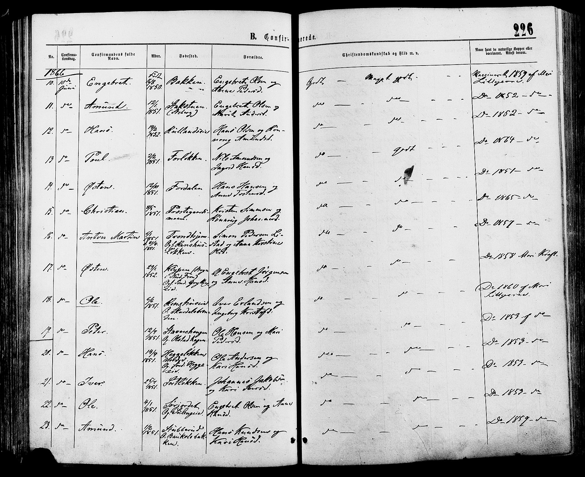 Sør-Fron prestekontor, AV/SAH-PREST-010/H/Ha/Haa/L0002: Parish register (official) no. 2, 1864-1880, p. 226