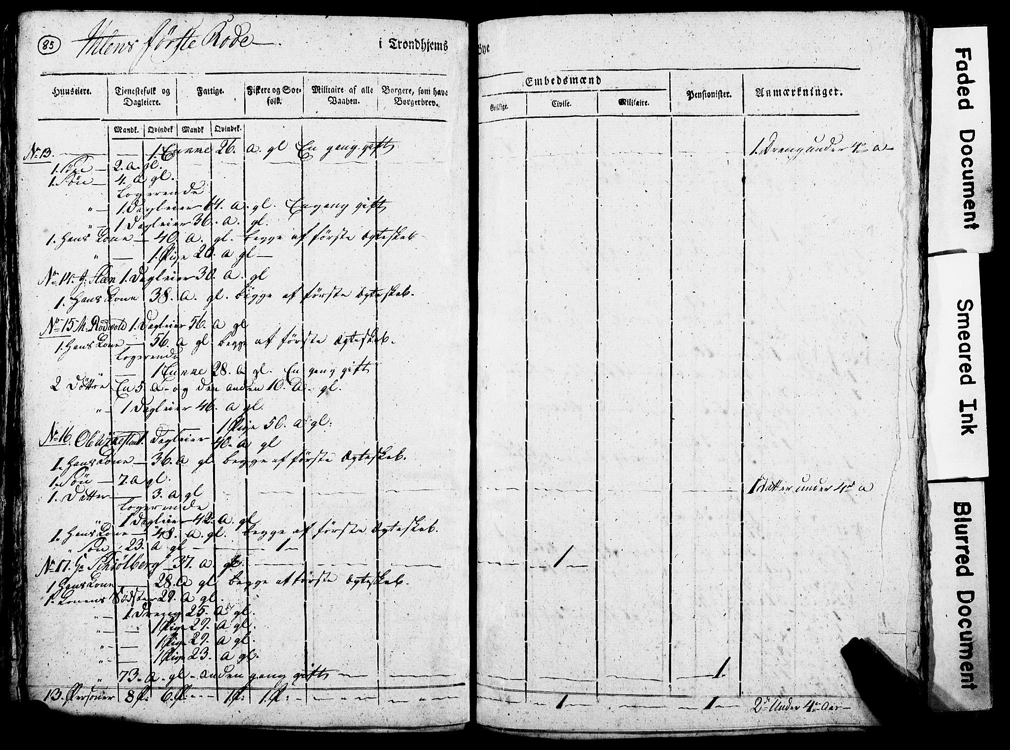 RA, Census 1815 for Trondheim, 1815, p. 285