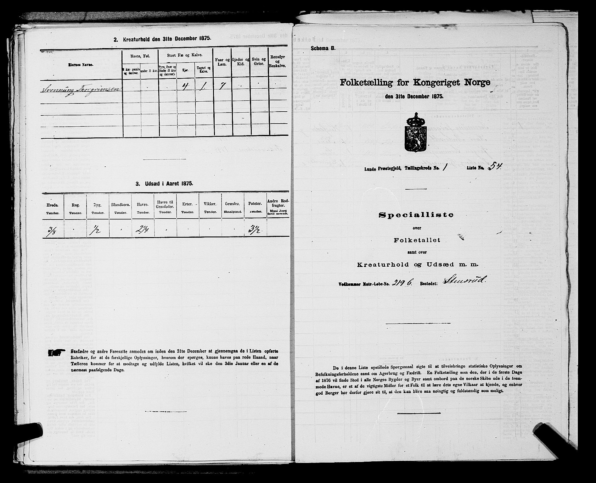 SAKO, 1875 census for 0820P Lunde, 1875, p. 149