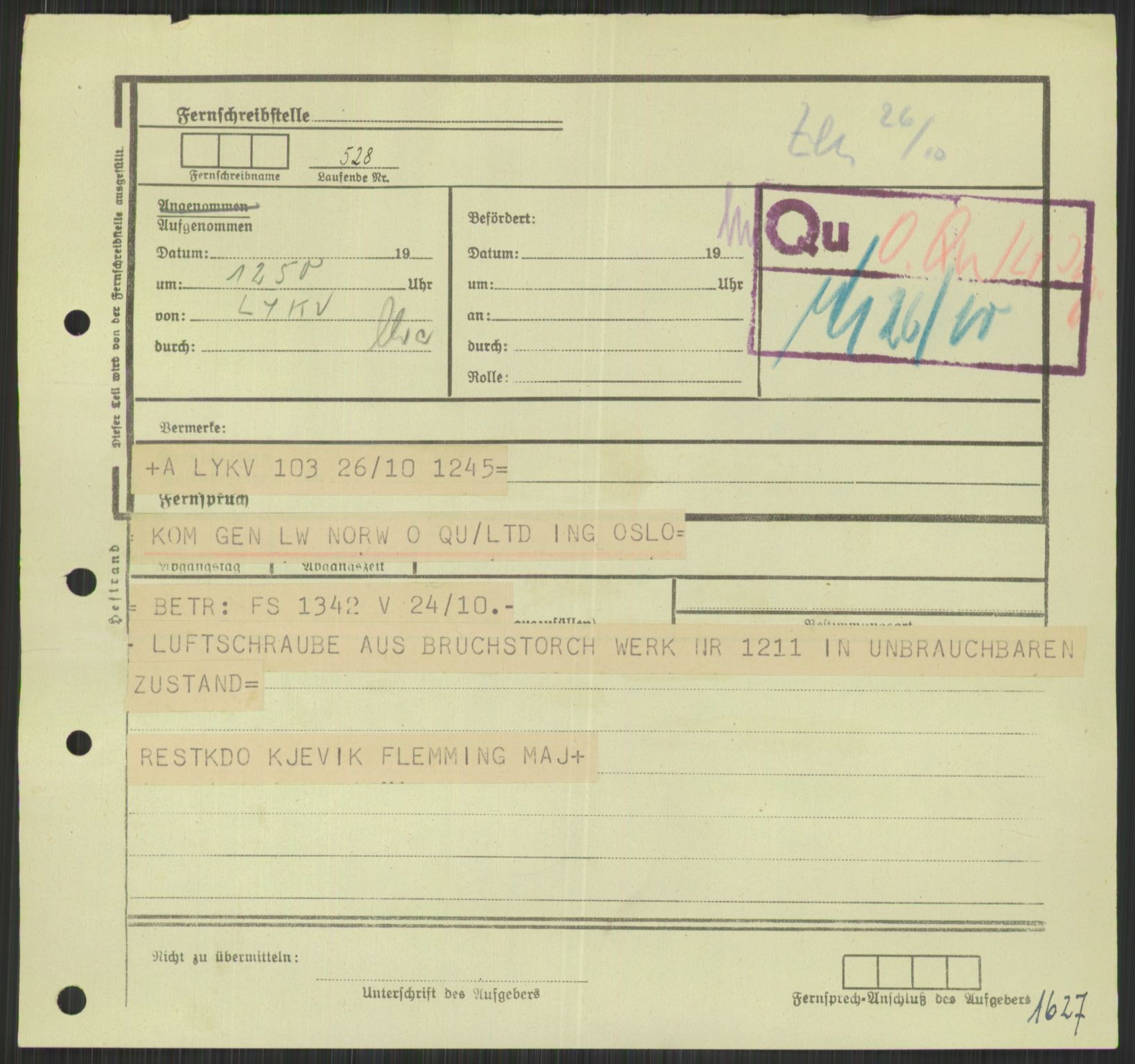 Deutscher Oberbefehlshaber Norwegen (DOBN), AV/RA-RAFA-2197/D/Di/L0066: AOK 20/WBN-DOBN Luftwaffe/Komm G. d.Dt.Lw. in Norwegen, 1945, p. 805