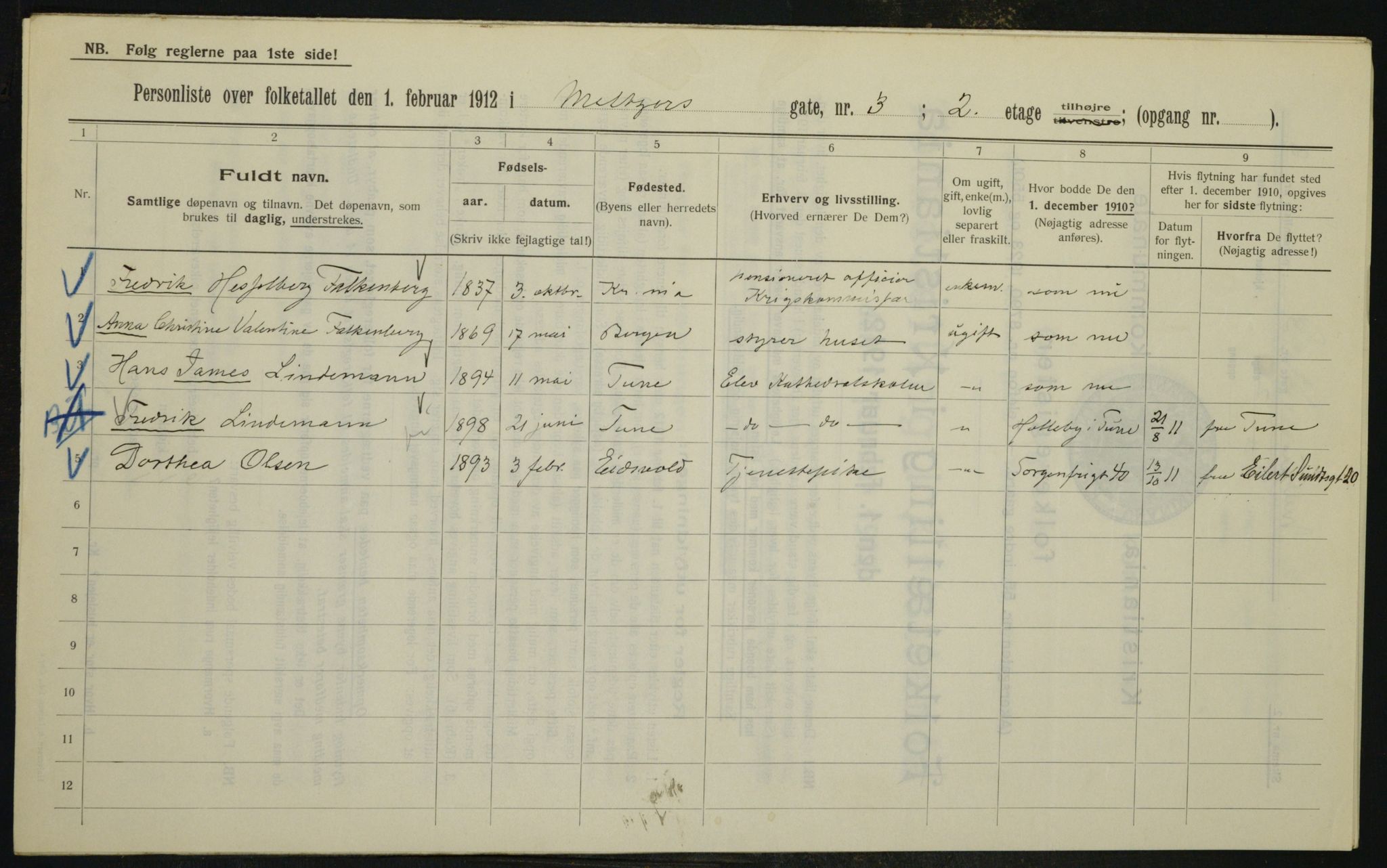 OBA, Municipal Census 1912 for Kristiania, 1912, p. 65671