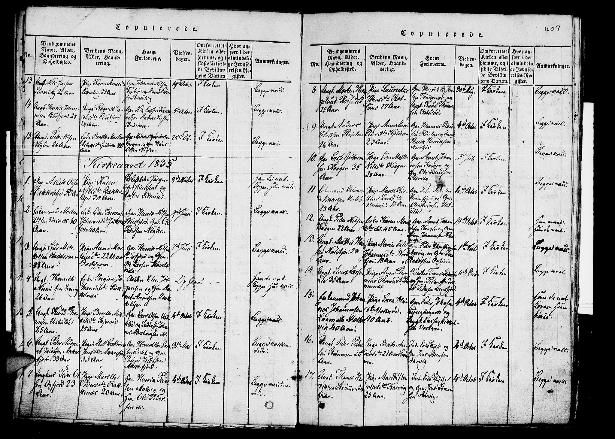 Skjervøy sokneprestkontor, SATØ/S-1300/H/Ha/Haa/L0004kirke: Parish register (official) no. 4, 1820-1838, p. 406-407