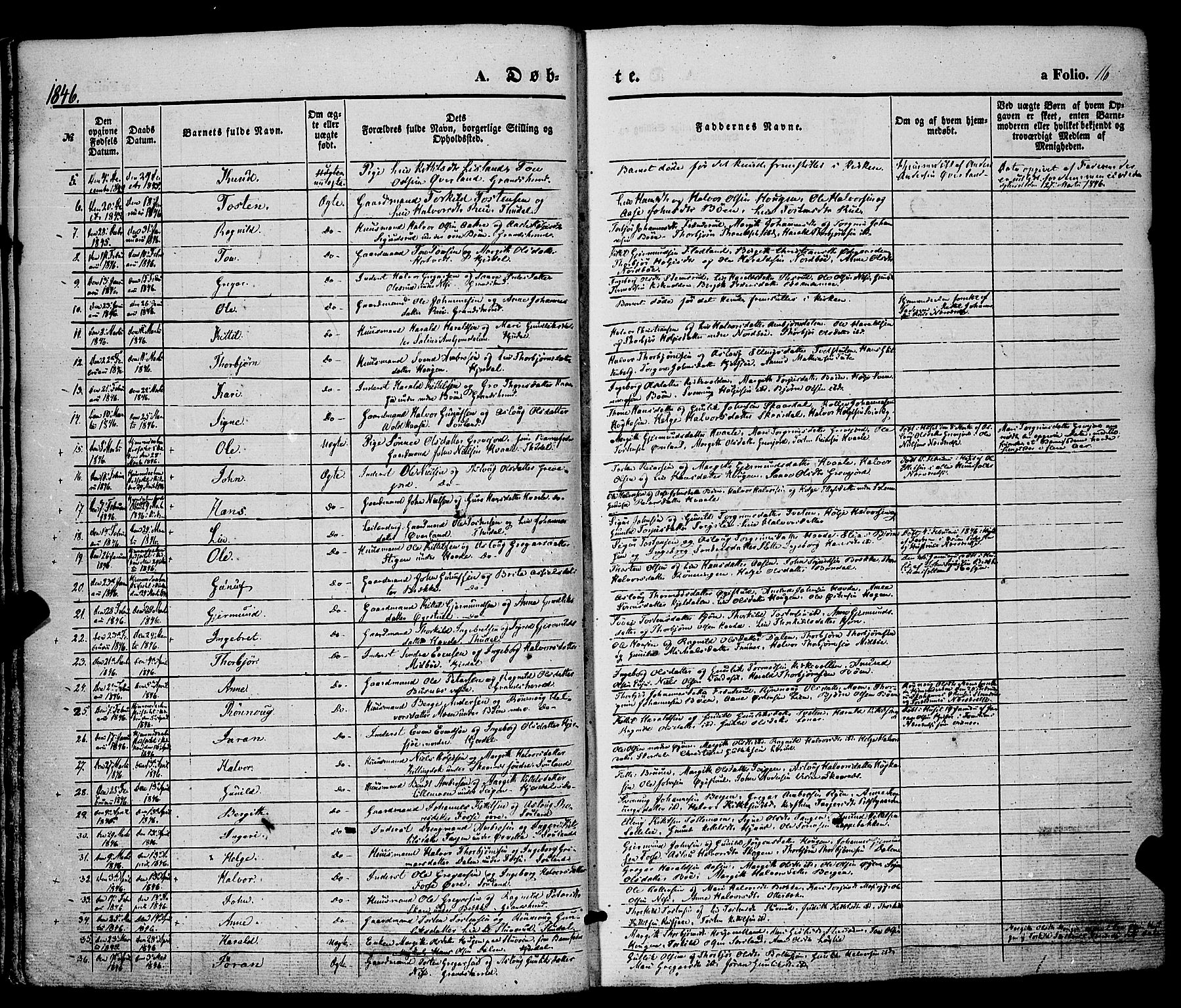 Hjartdal kirkebøker, AV/SAKO-A-270/F/Fa/L0008: Parish register (official) no. I 8, 1844-1859, p. 16