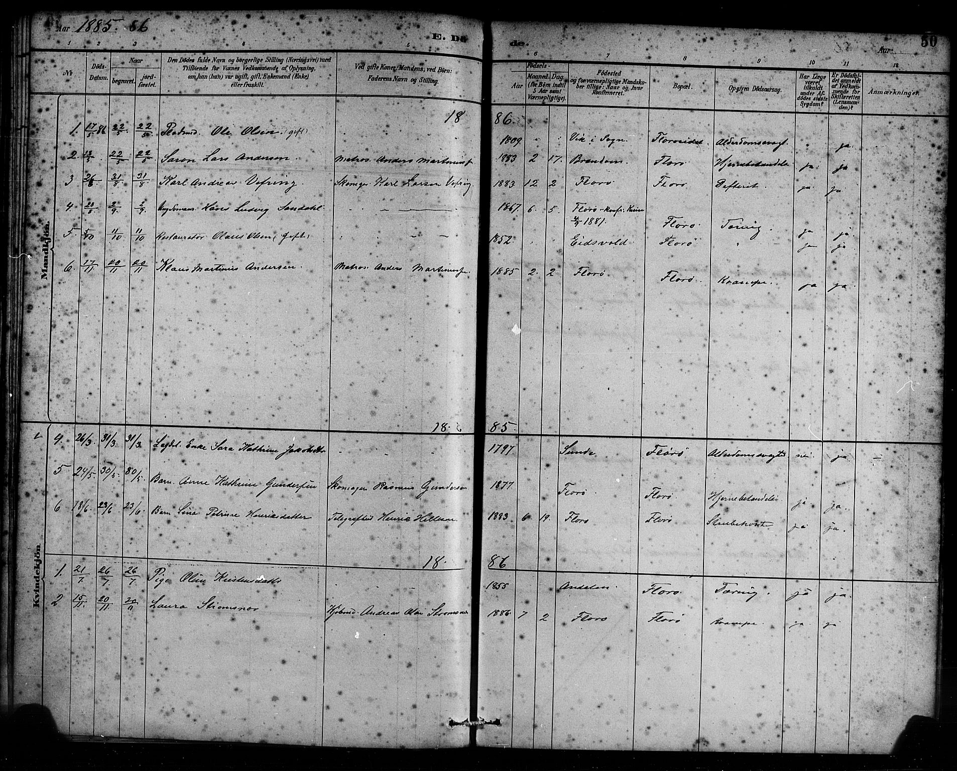 Kinn sokneprestembete, AV/SAB-A-80801/H/Haa/Haac/L0001: Parish register (official) no. C 1, 1883-1894, p. 50