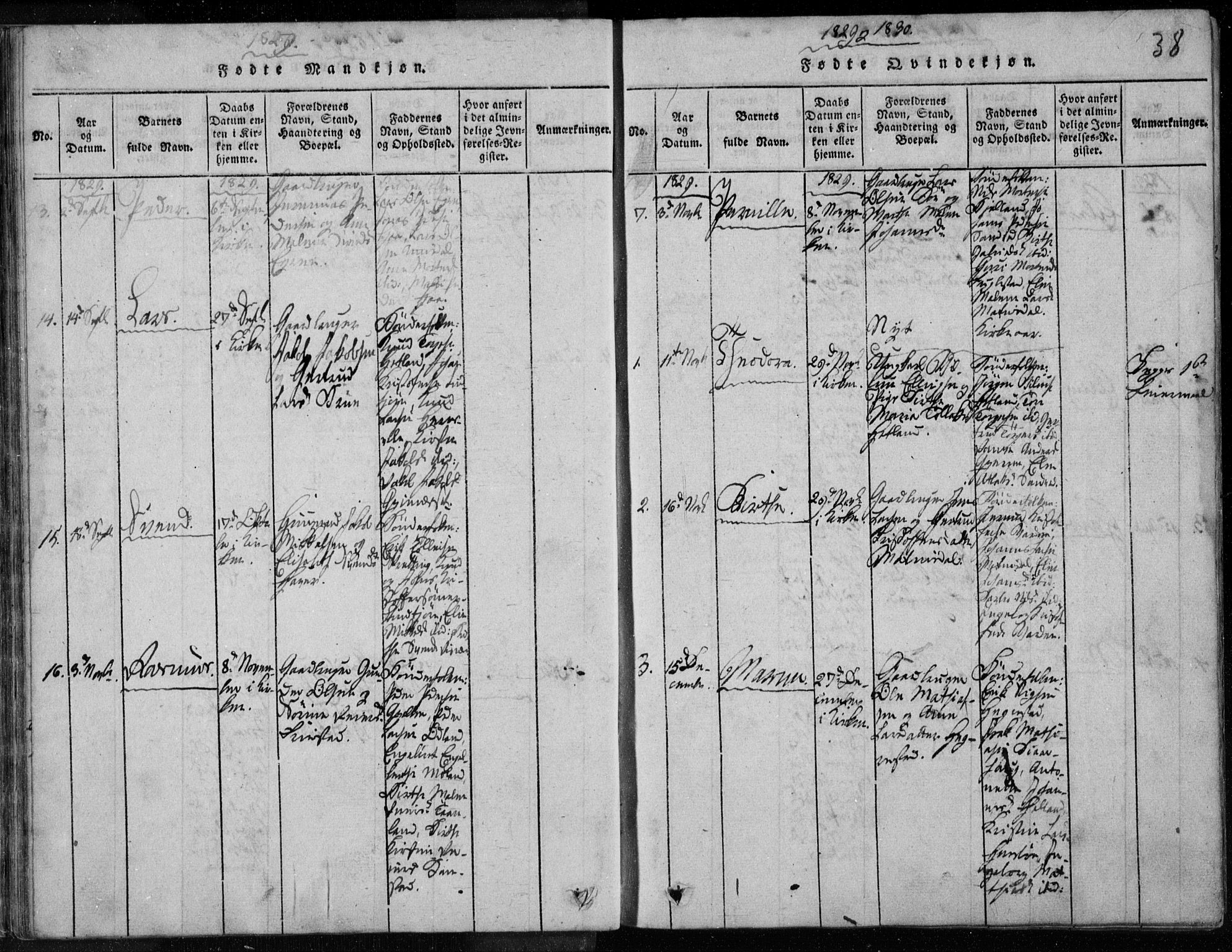 Eigersund sokneprestkontor, AV/SAST-A-101807/S08/L0008: Parish register (official) no. A 8, 1816-1847, p. 38