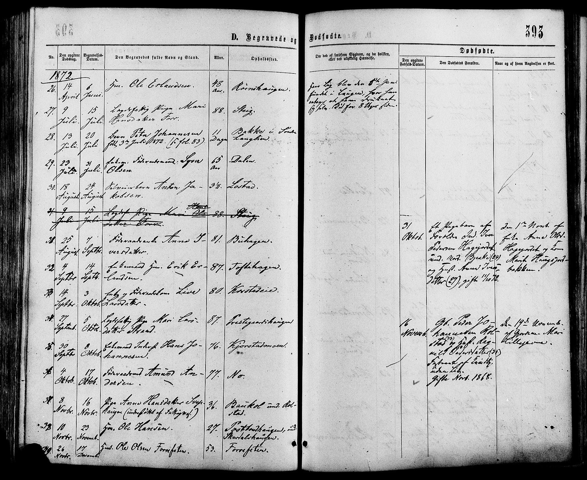 Sør-Fron prestekontor, AV/SAH-PREST-010/H/Ha/Haa/L0002: Parish register (official) no. 2, 1864-1880, p. 393