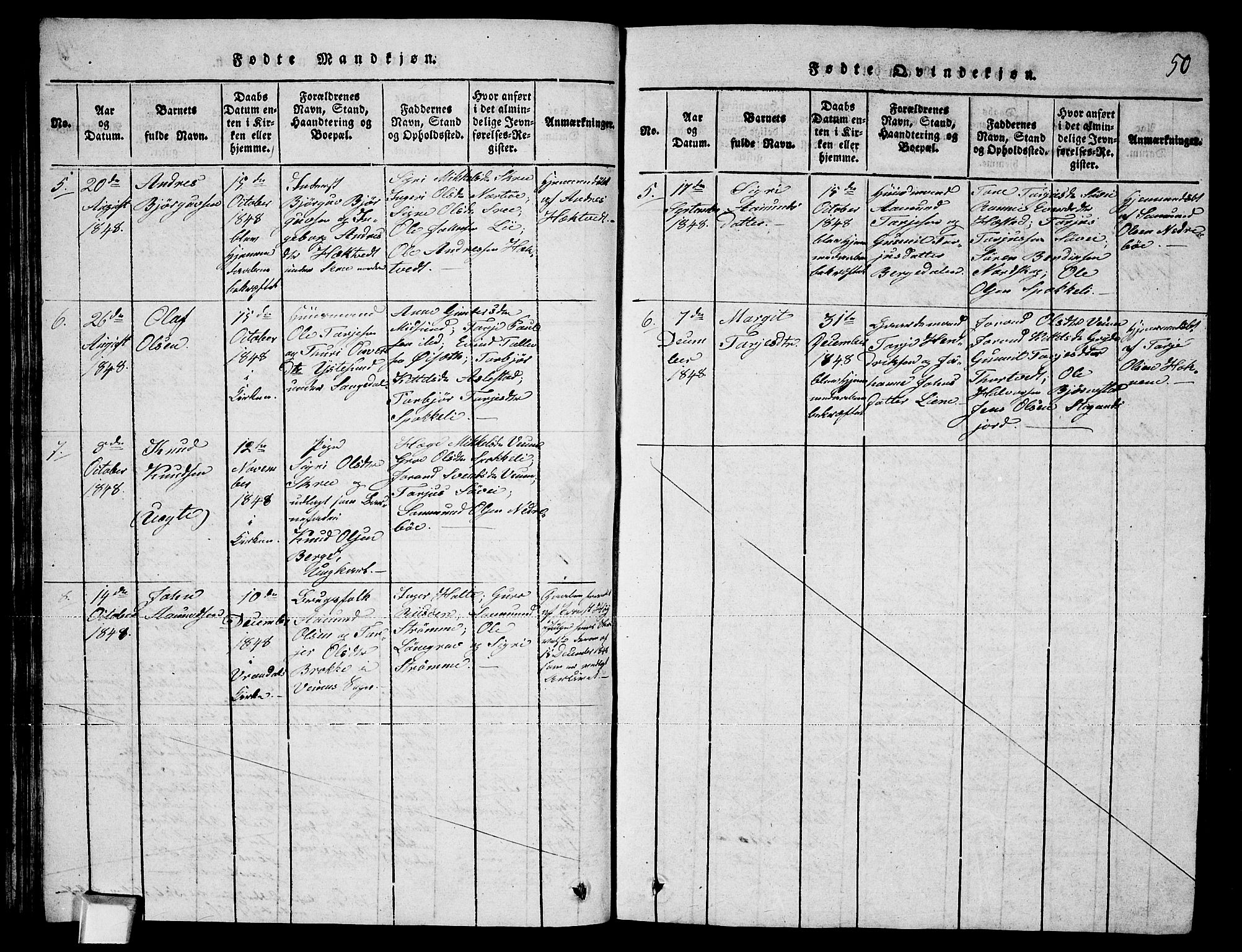 Fyresdal kirkebøker, SAKO/A-263/G/Ga/L0003: Parish register (copy) no. I 3, 1815-1863, p. 50