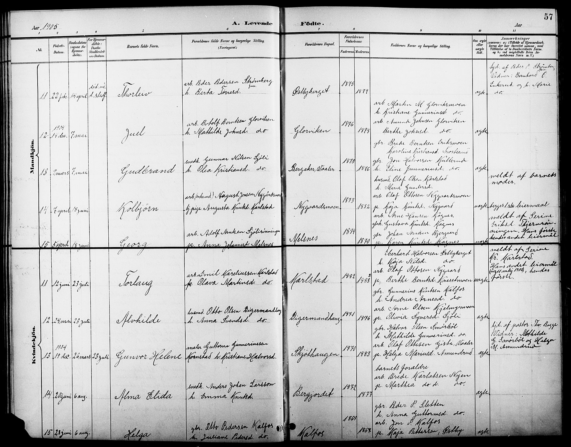 Åsnes prestekontor, AV/SAH-PREST-042/H/Ha/Hab/L0005: Parish register (copy) no. 5, 1895-1920, p. 57