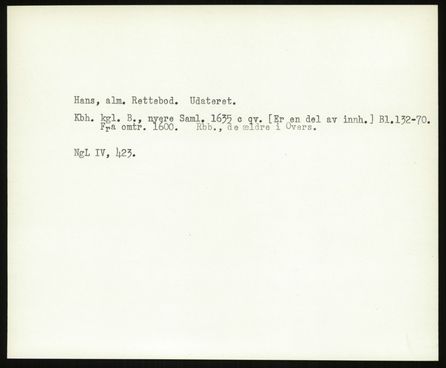 Norsk Historisk Kjeldeskrift-Institutt (NHKI), AV/RA-S-6117/G/Gc/L0031: Tematisk register til Gustav Storms håndskriftbeskrivelser i NgL bd. IV, 1483-1558, p. 29