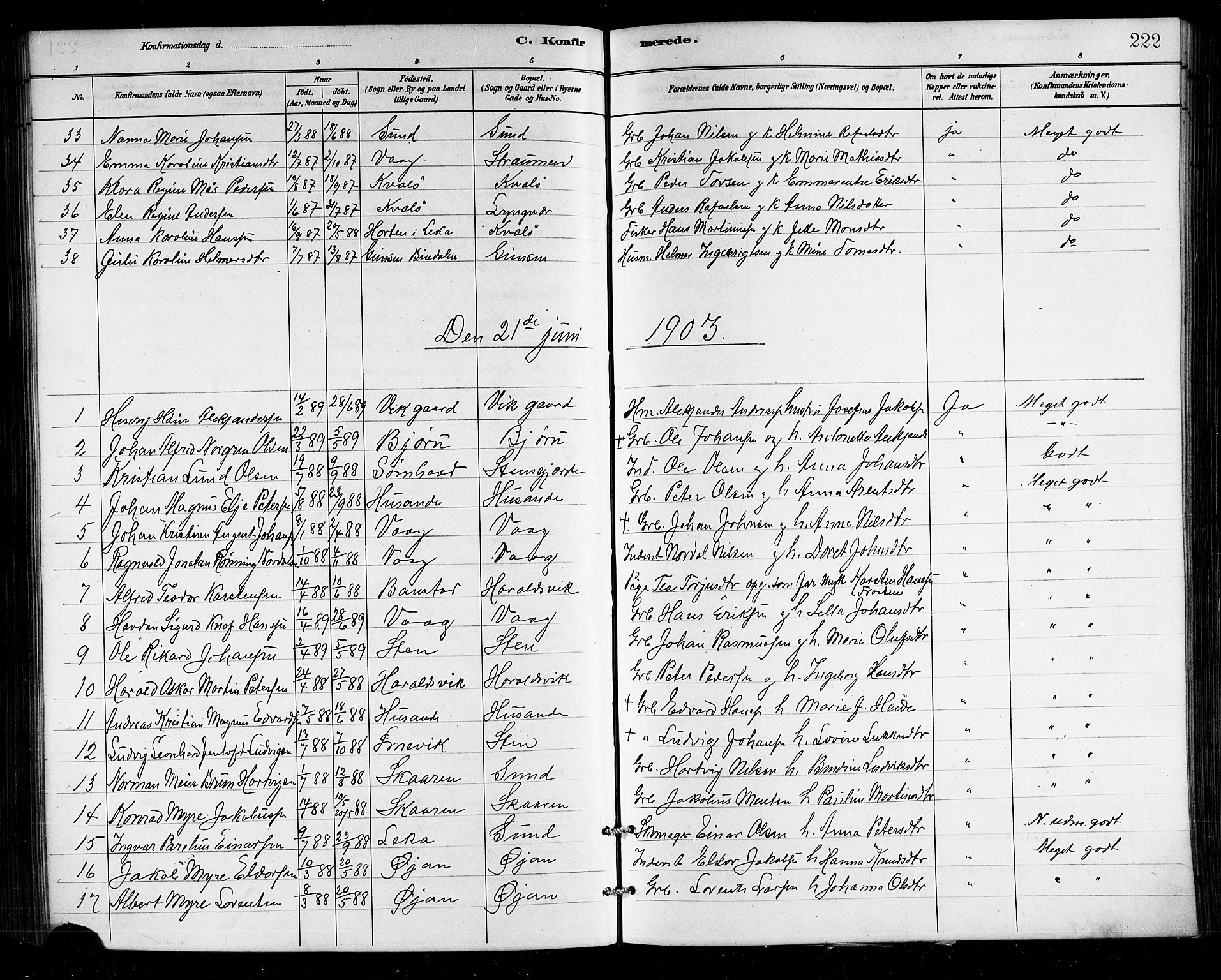 Ministerialprotokoller, klokkerbøker og fødselsregistre - Nordland, SAT/A-1459/812/L0188: Parish register (copy) no. 812C06, 1884-1912, p. 222