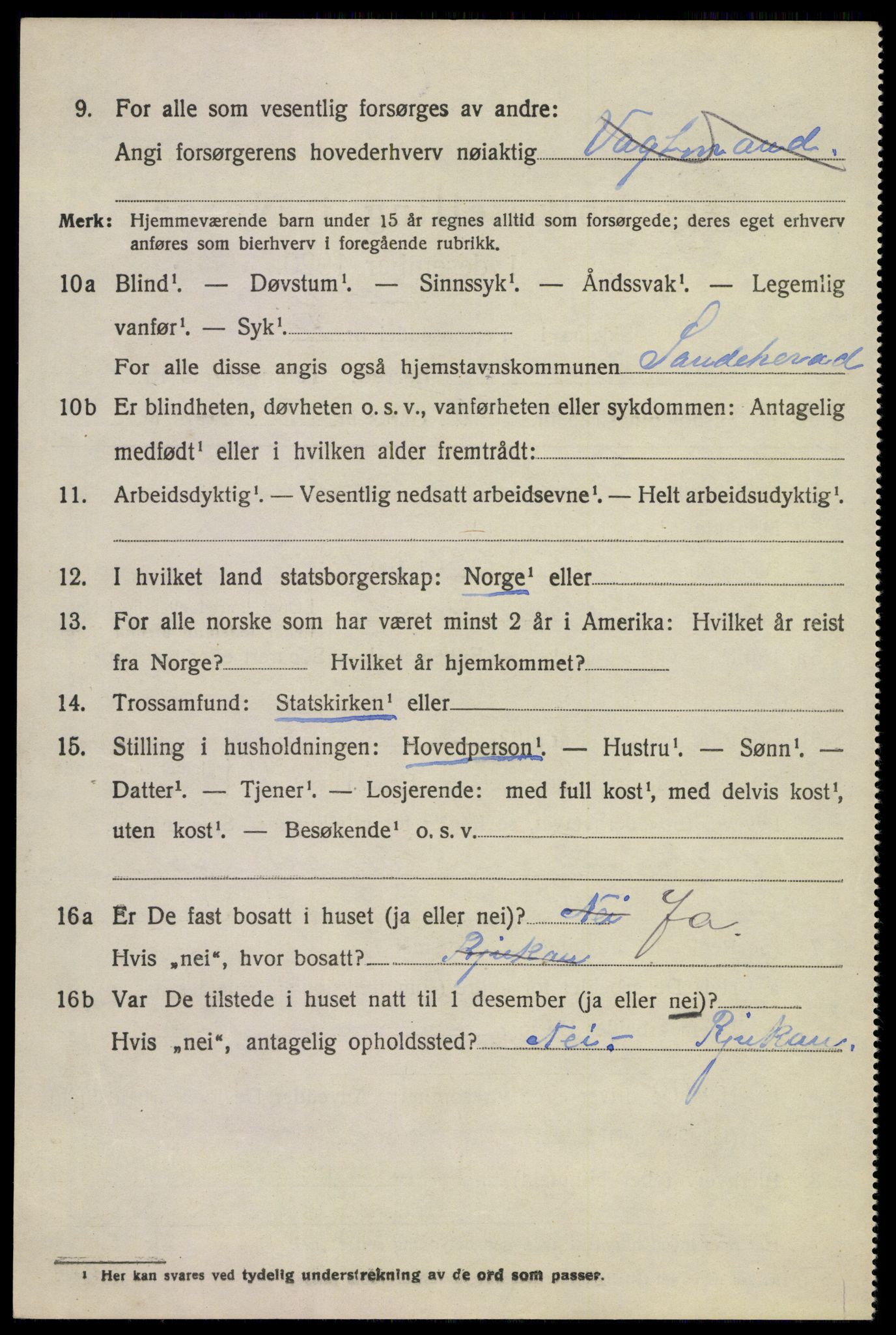 SAKO, 1920 census for Sandeherred, 1920, p. 22951