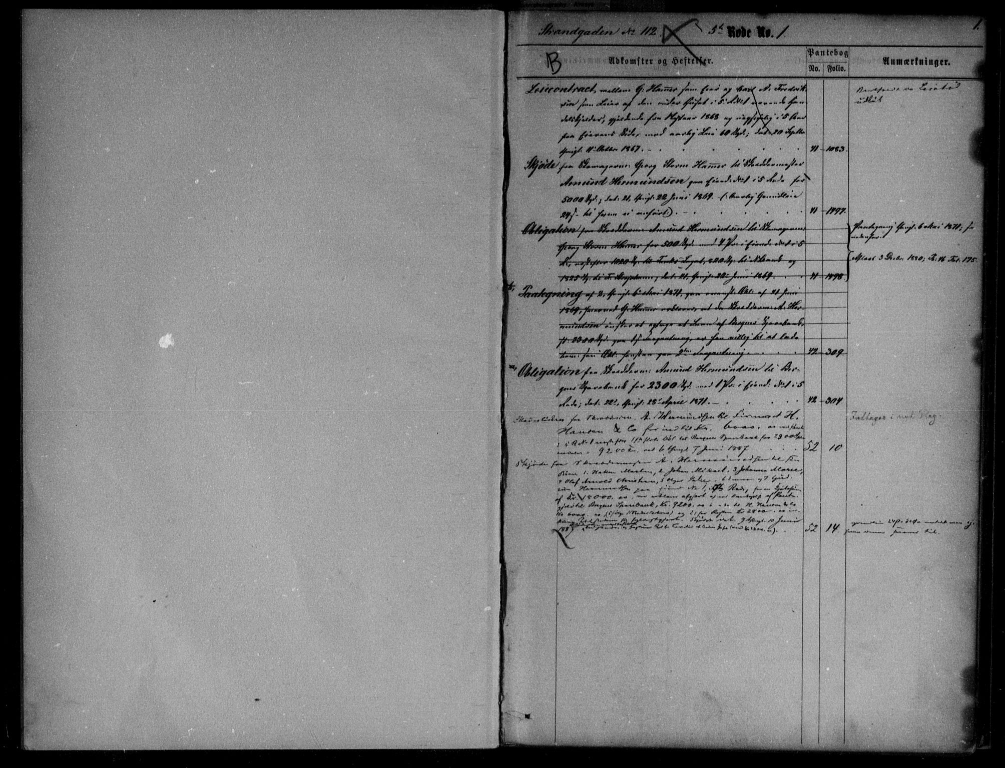 Byfogd og Byskriver i Bergen, SAB/A-3401/03/03AdC/L0003: Mortgage register no. A.d.C.3, 1823-1896, p. 1