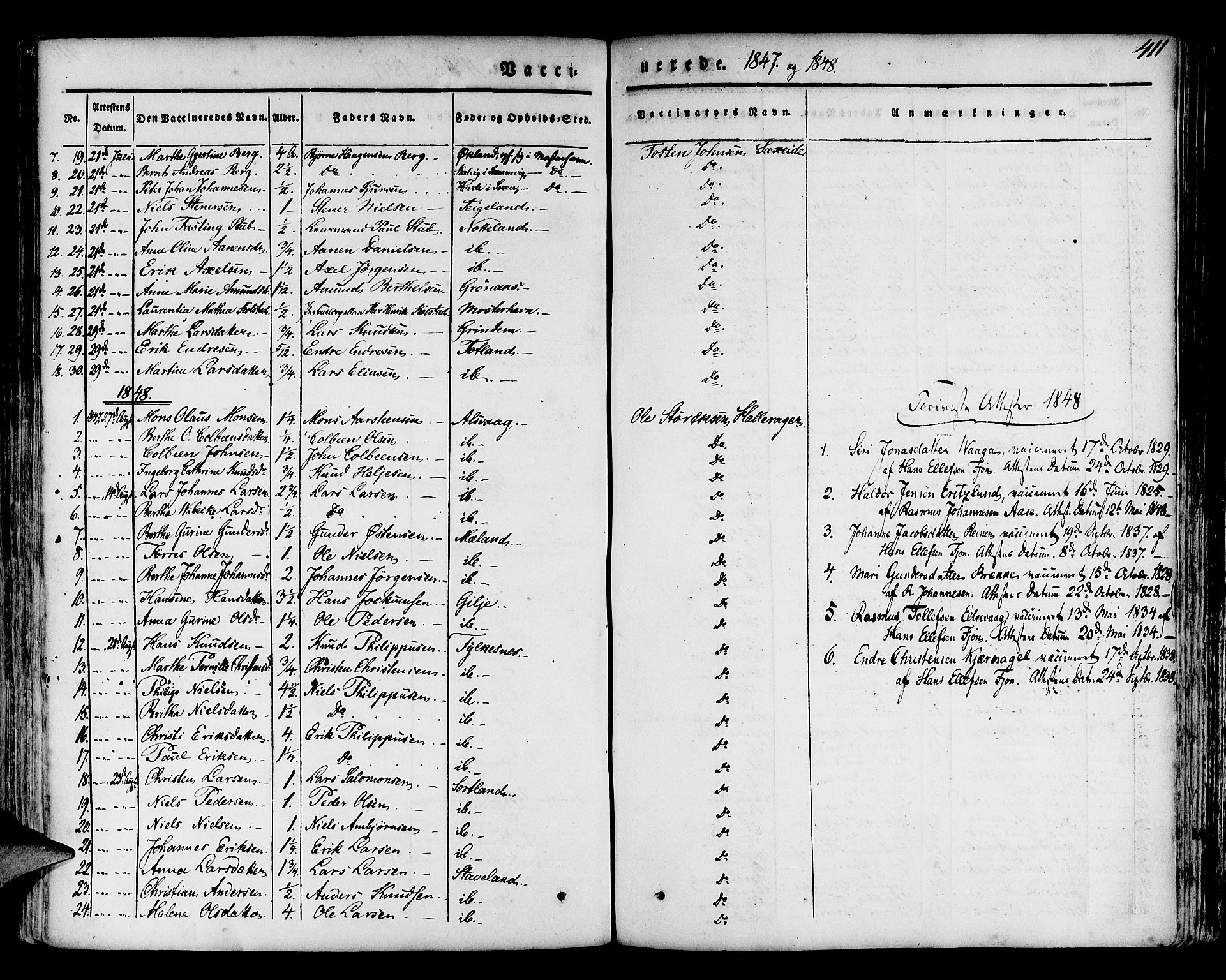 Finnås sokneprestembete, SAB/A-99925/H/Ha/Haa/Haaa/L0006: Parish register (official) no. A 6, 1836-1850, p. 411