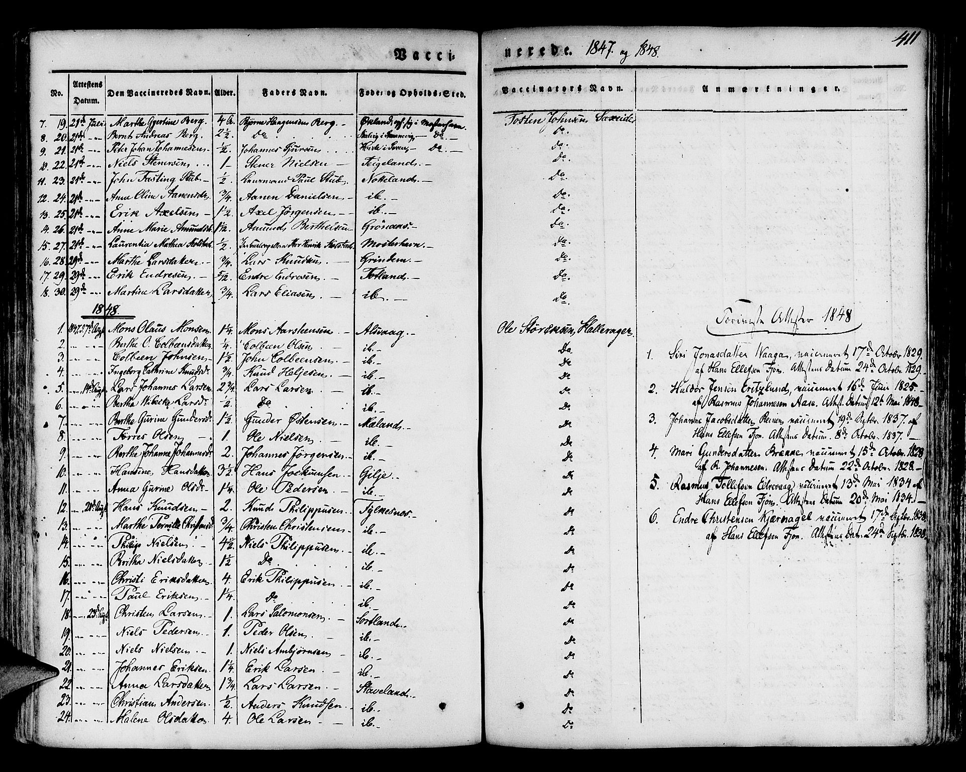 Finnås sokneprestembete, AV/SAB-A-99925/H/Ha/Haa/Haaa/L0006: Parish register (official) no. A 6, 1836-1850, p. 411