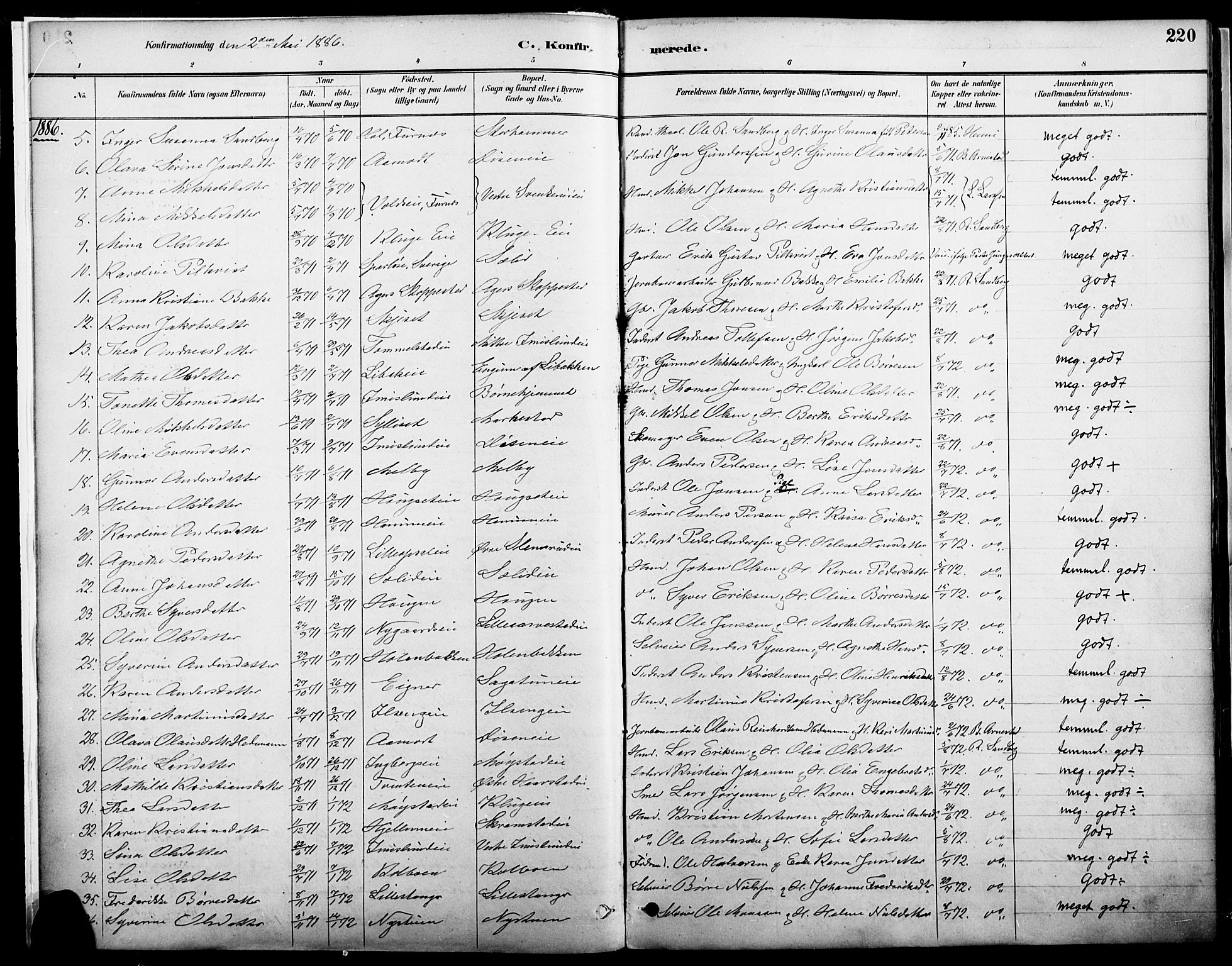 Vang prestekontor, Hedmark, AV/SAH-PREST-008/H/Ha/Haa/L0019A: Parish register (official) no. 19, 1886-1900, p. 220