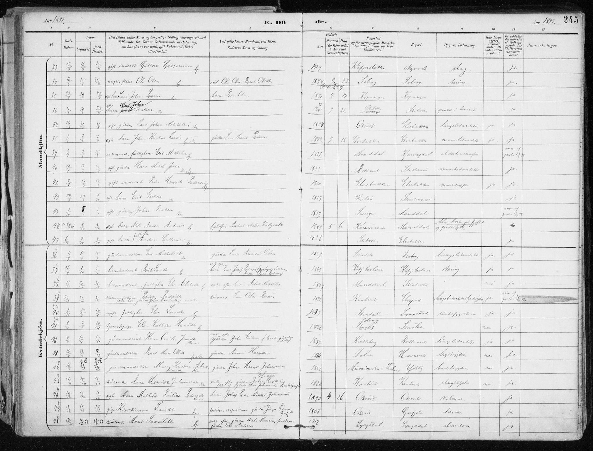 Lyngen sokneprestembete, SATØ/S-1289/H/He/Hea/L0008kirke: Parish register (official) no. 8, 1891-1902, p. 245