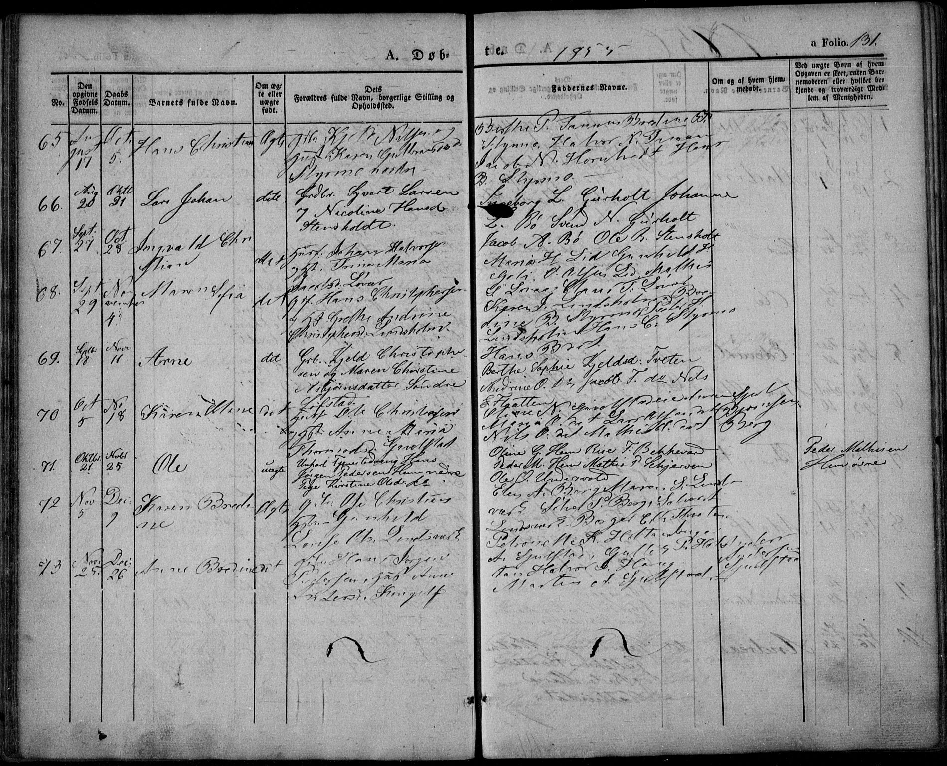 Lardal kirkebøker, AV/SAKO-A-350/F/Fa/L0006: Parish register (official) no. I 6, 1835-1860, p. 131