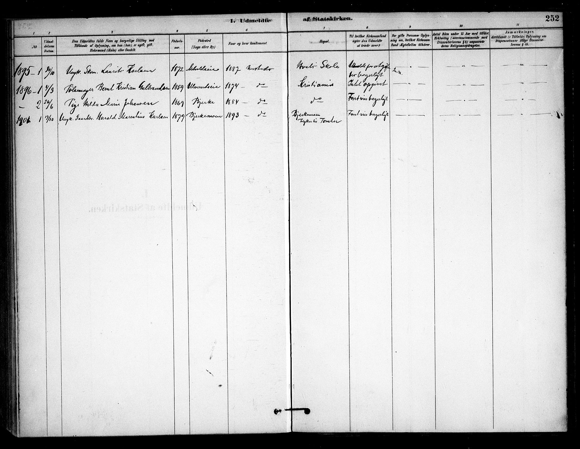 Sørum prestekontor Kirkebøker, SAO/A-10303/F/Fb/L0001: Parish register (official) no. II 1, 1878-1915, p. 252