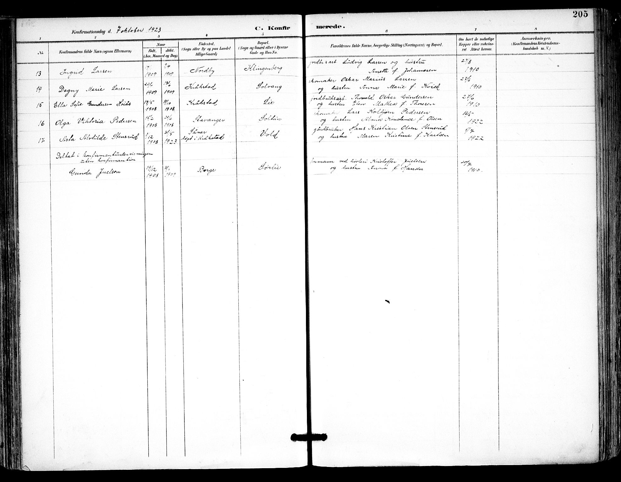 Kråkstad prestekontor Kirkebøker, AV/SAO-A-10125a/F/Fa/L0010: Parish register (official) no. I 10, 1893-1931, p. 205