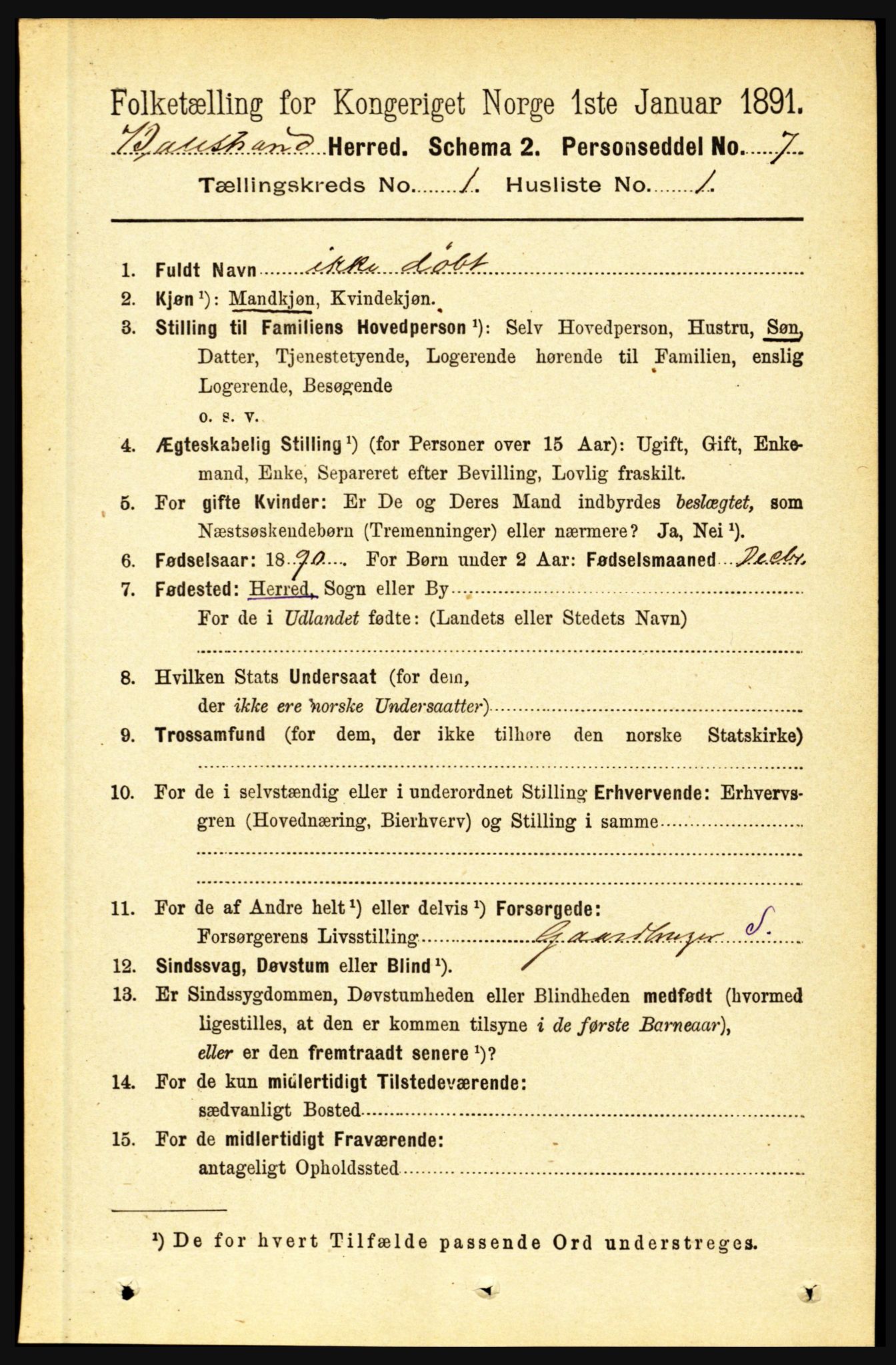 RA, 1891 census for 1418 Balestrand, 1891, p. 68