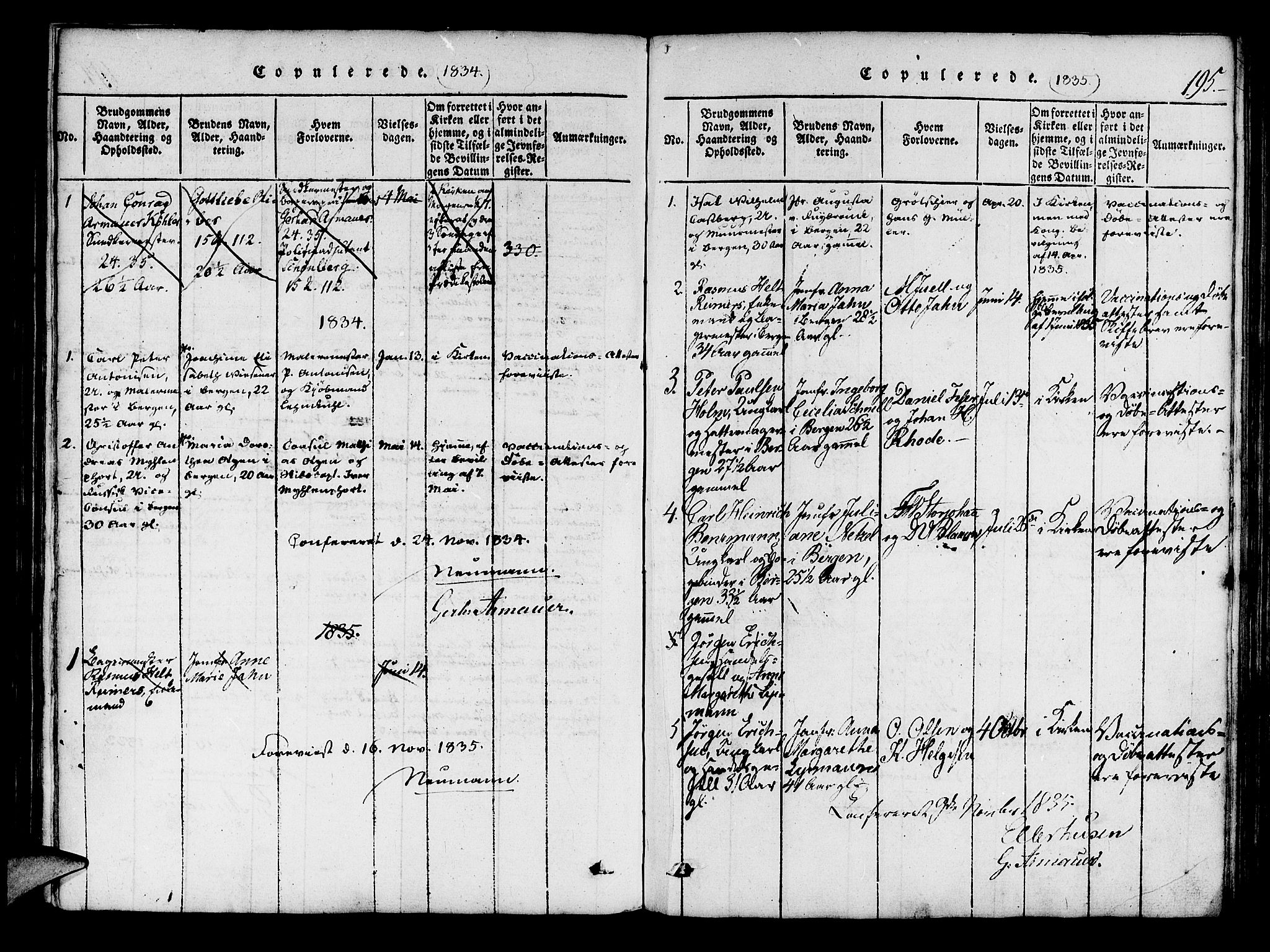 Mariakirken Sokneprestembete, SAB/A-76901/H/Haa/L0005: Parish register (official) no. A 5, 1815-1845, p. 195