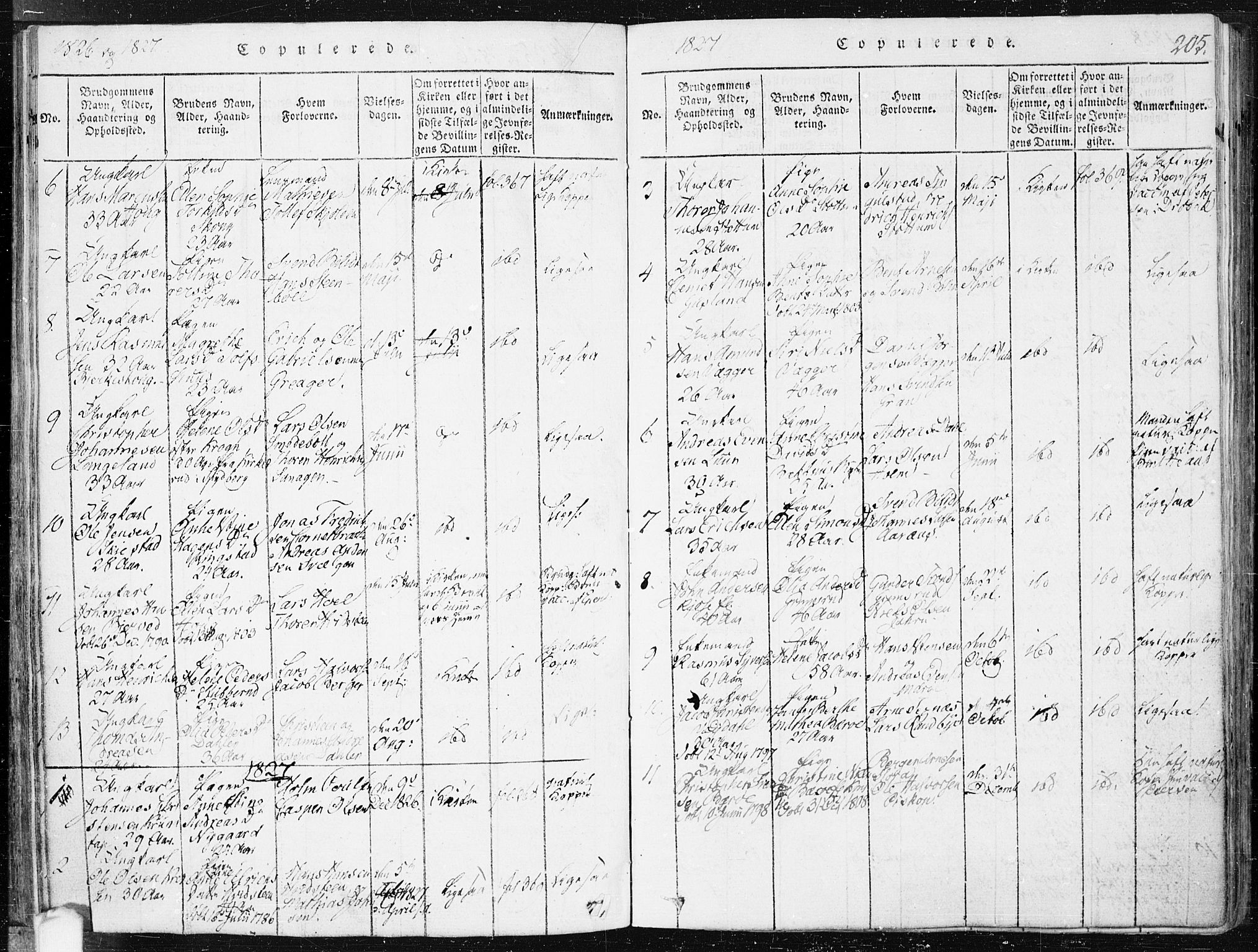 Hobøl prestekontor Kirkebøker, AV/SAO-A-2002/F/Fa/L0002: Parish register (official) no. I 2, 1814-1841, p. 205
