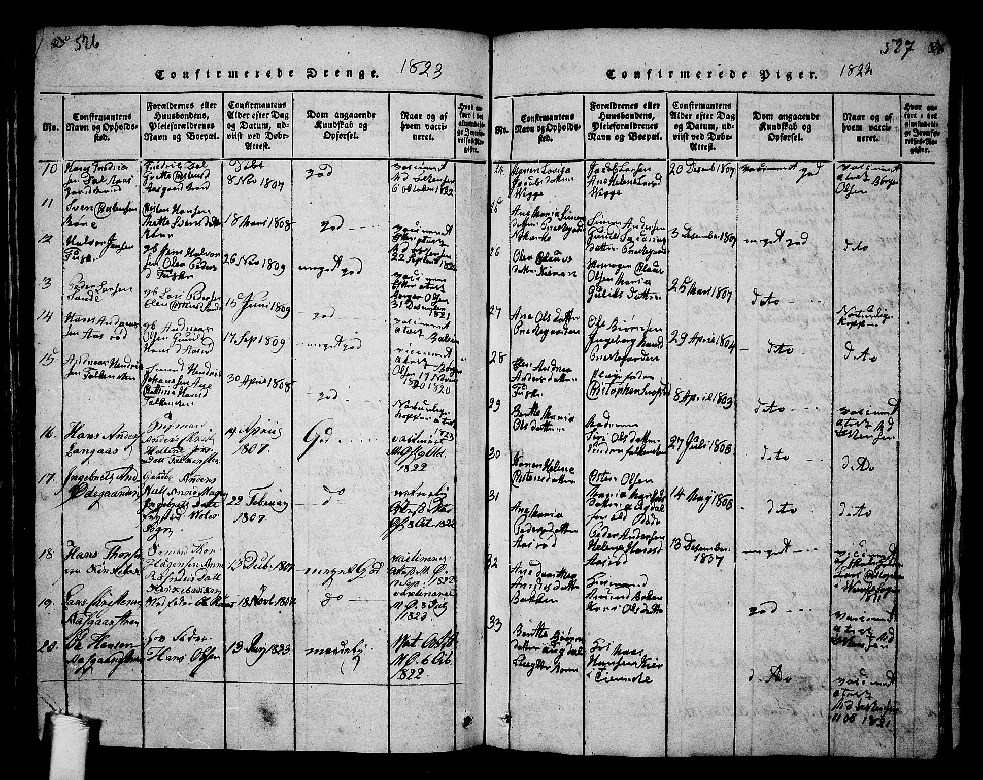 Borre kirkebøker, SAKO/A-338/G/Ga/L0001: Parish register (copy) no. I 1, 1815-1851, p. 526-527