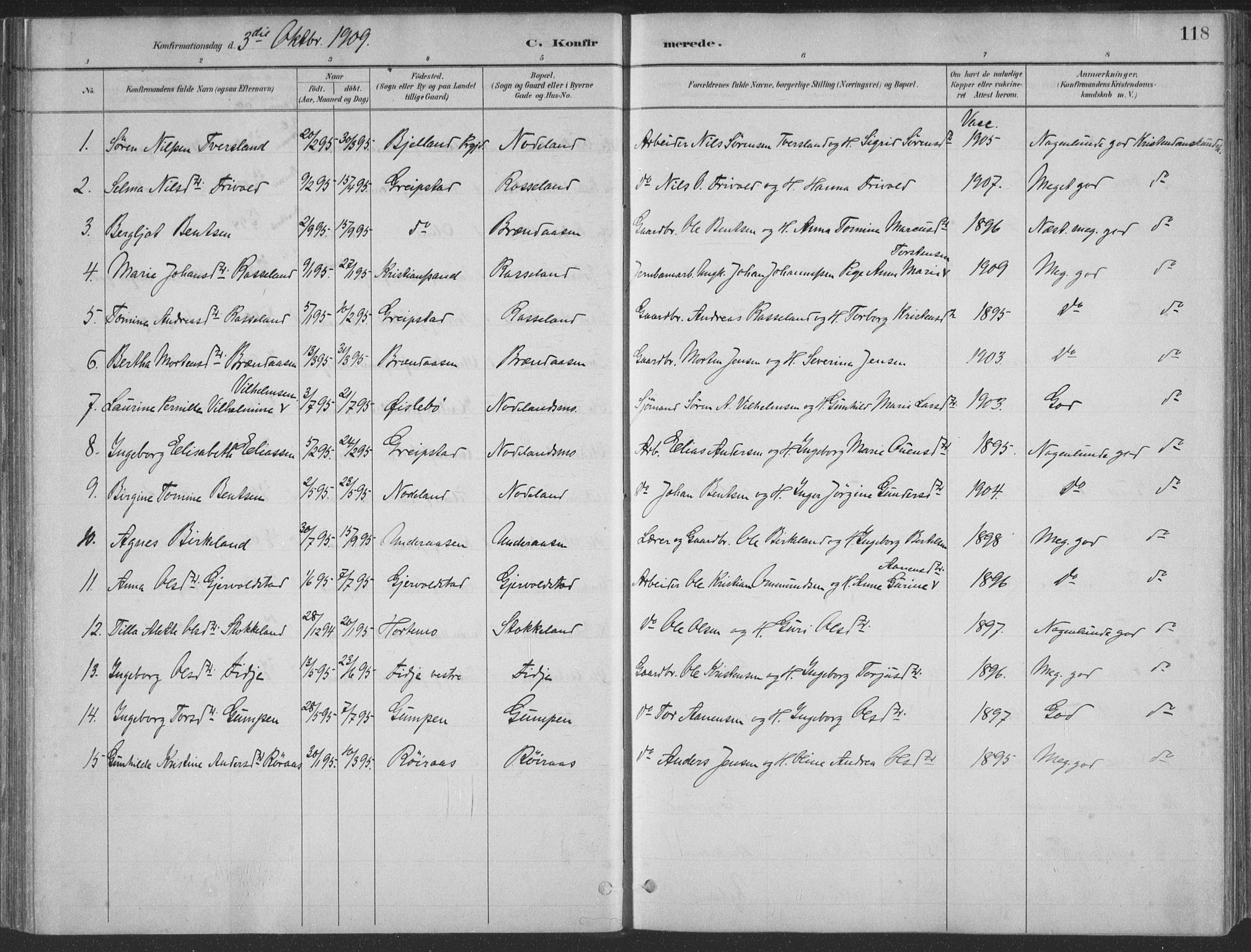Søgne sokneprestkontor, SAK/1111-0037/F/Fa/Faa/L0003: Parish register (official) no. A 3, 1883-1910, p. 118