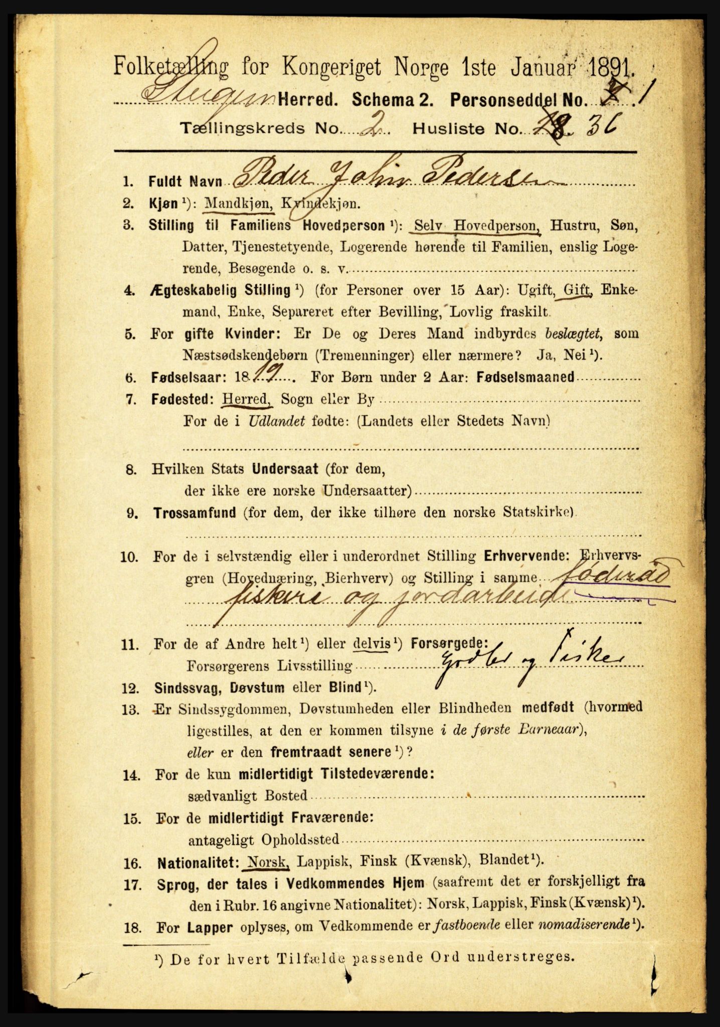 RA, 1891 census for 1848 Steigen, 1891, p. 858