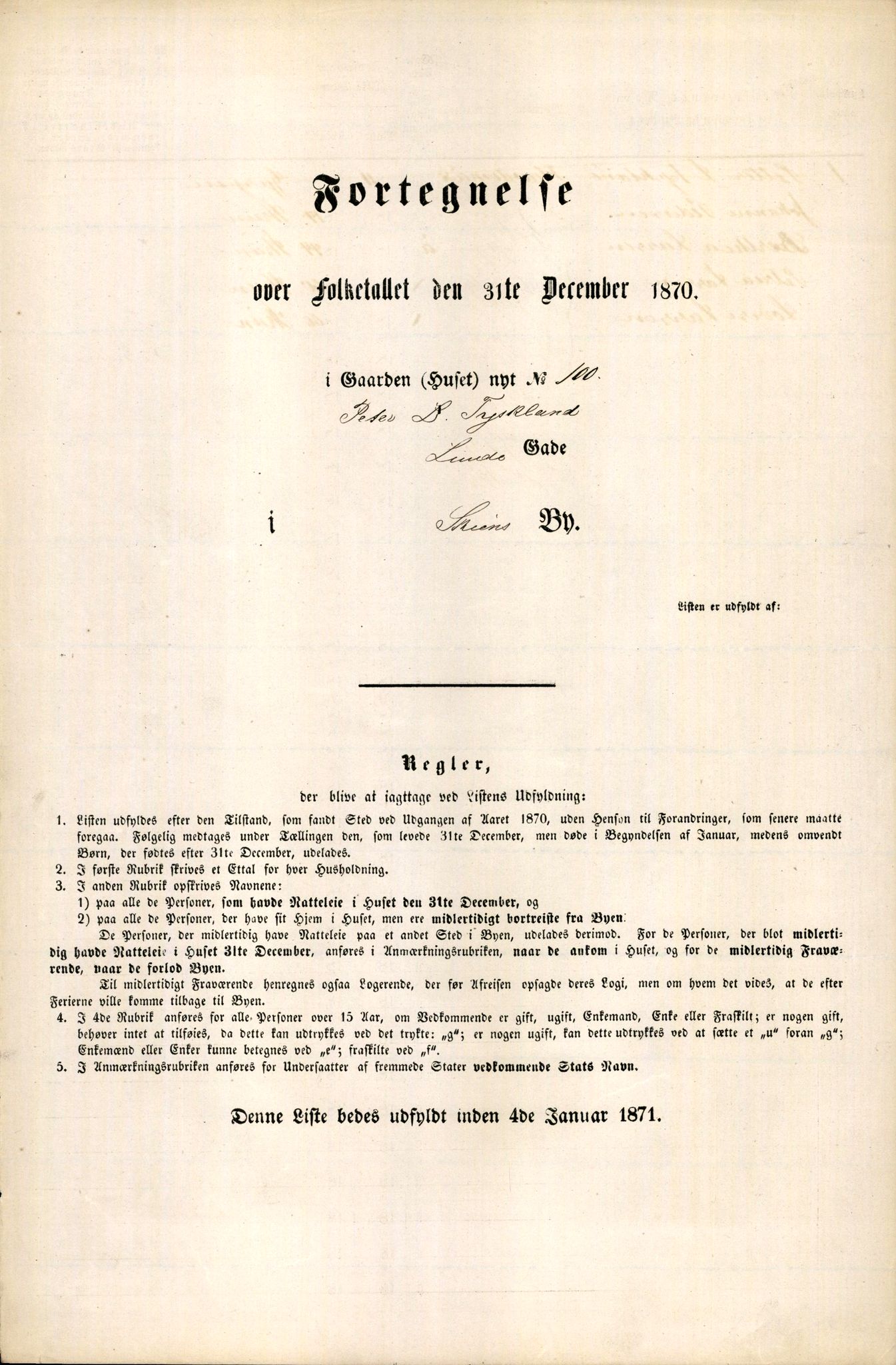 RA, 1870 census for 0806 Skien, 1870, p. 463