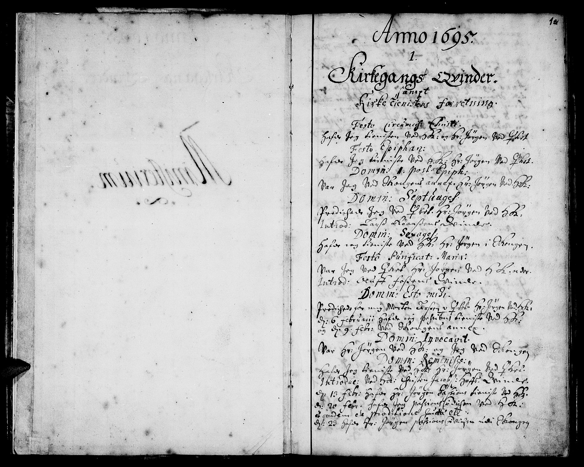 Ministerialprotokoller, klokkerbøker og fødselsregistre - Sør-Trøndelag, SAT/A-1456/668/L0801: Parish register (official) no. 668A01, 1695-1716, p. 0-1