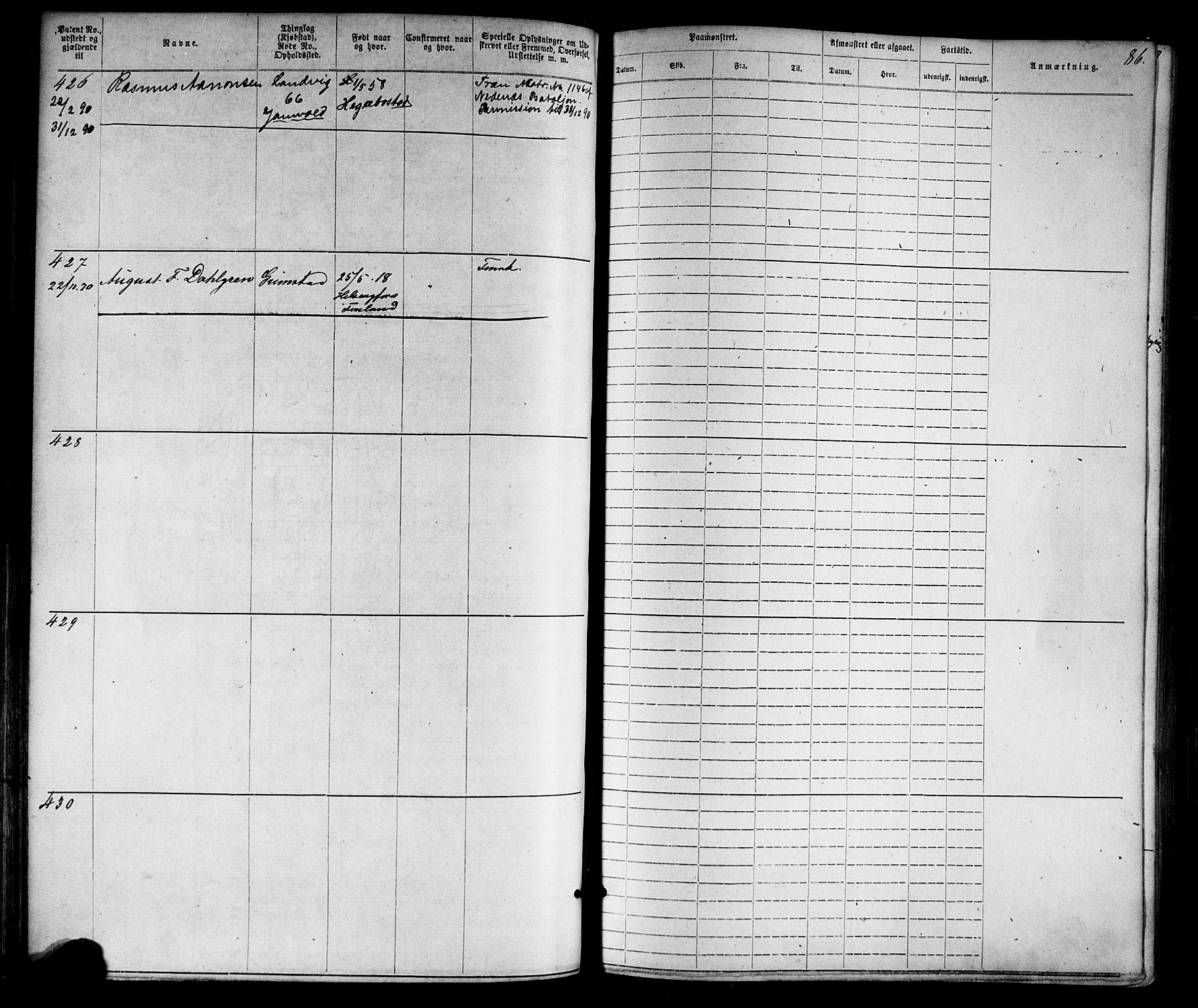 Grimstad mønstringskrets, AV/SAK-2031-0013/F/Fa/L0005: Annotasjonsrulle nr 1-1910 med register, V-18, 1870-1892, p. 109