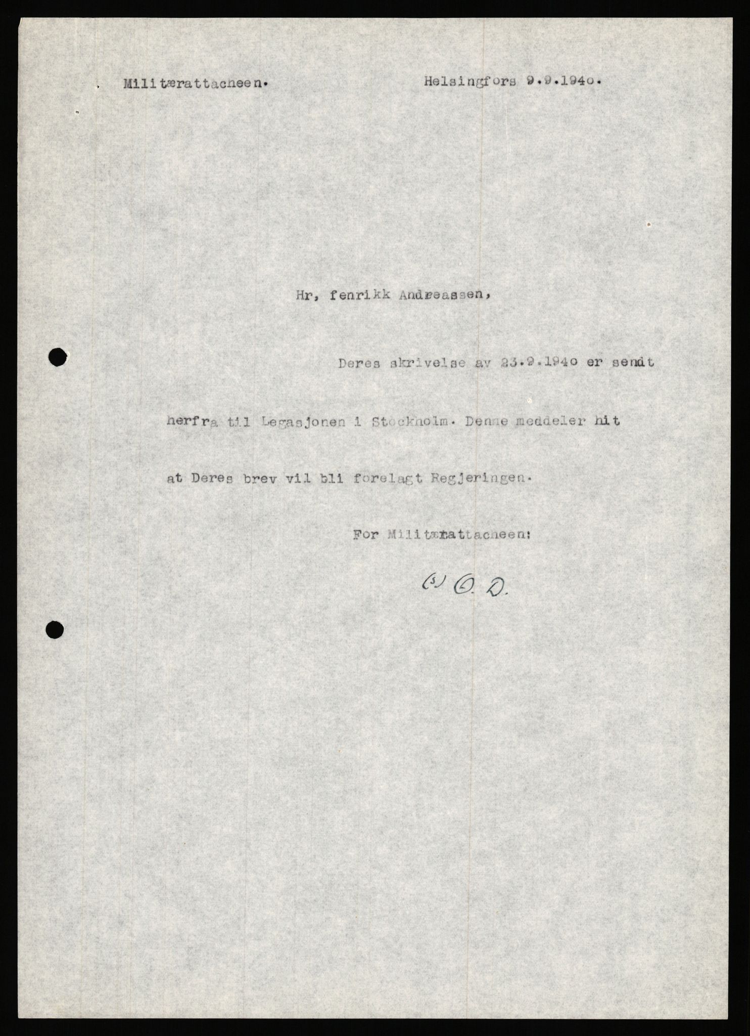Forsvaret, Forsvarets krigshistoriske avdeling, AV/RA-RAFA-2017/Y/Ya/L0006: II-C-11-11,2 - Utenriksdepartementet.  Legasjonen i Helsingfors., 1940-1946, p. 268
