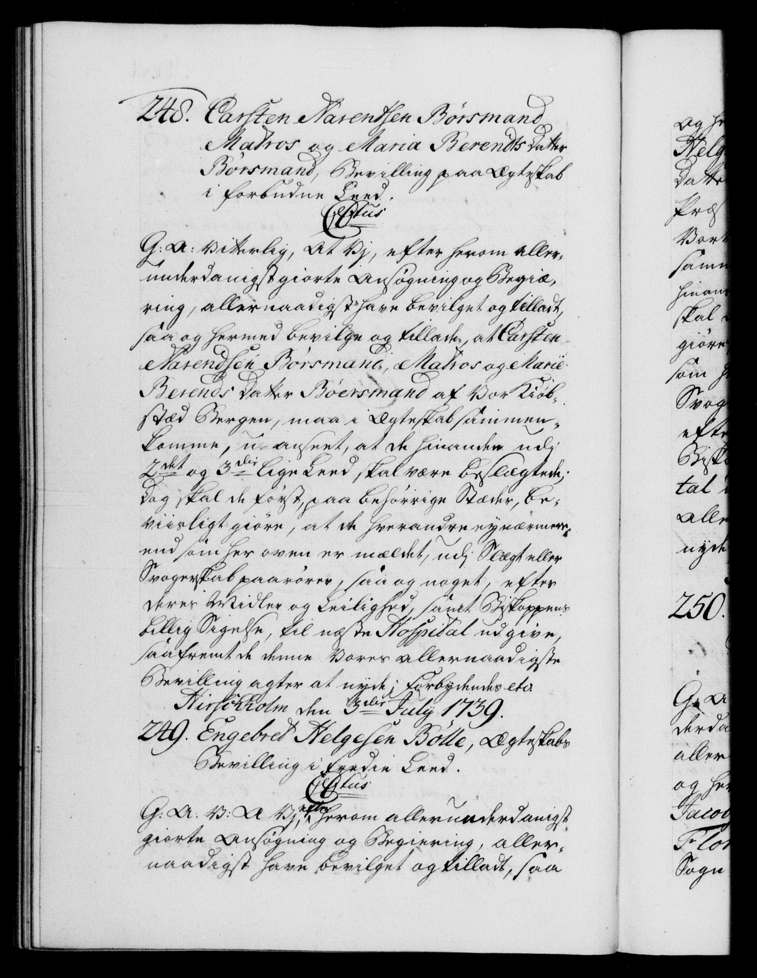 Danske Kanselli 1572-1799, AV/RA-EA-3023/F/Fc/Fca/Fcaa/L0031: Norske registre, 1739-1740, p. 161b